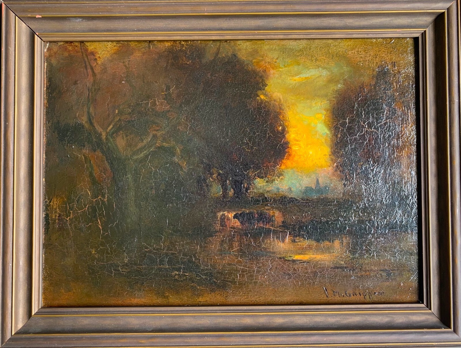 Glowing Sunset by California Tonalist James «J.M.» Griffin 1850-1933 c. 1895