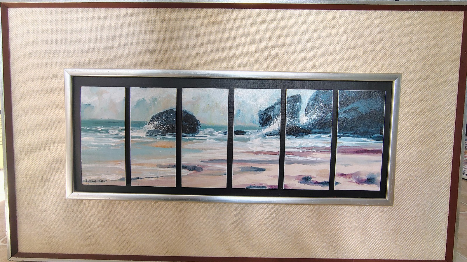 BARCLAY SHEAKS SEASCAPE 6 Panel Acrylic On Board. Very Neat Piece Original 1/1