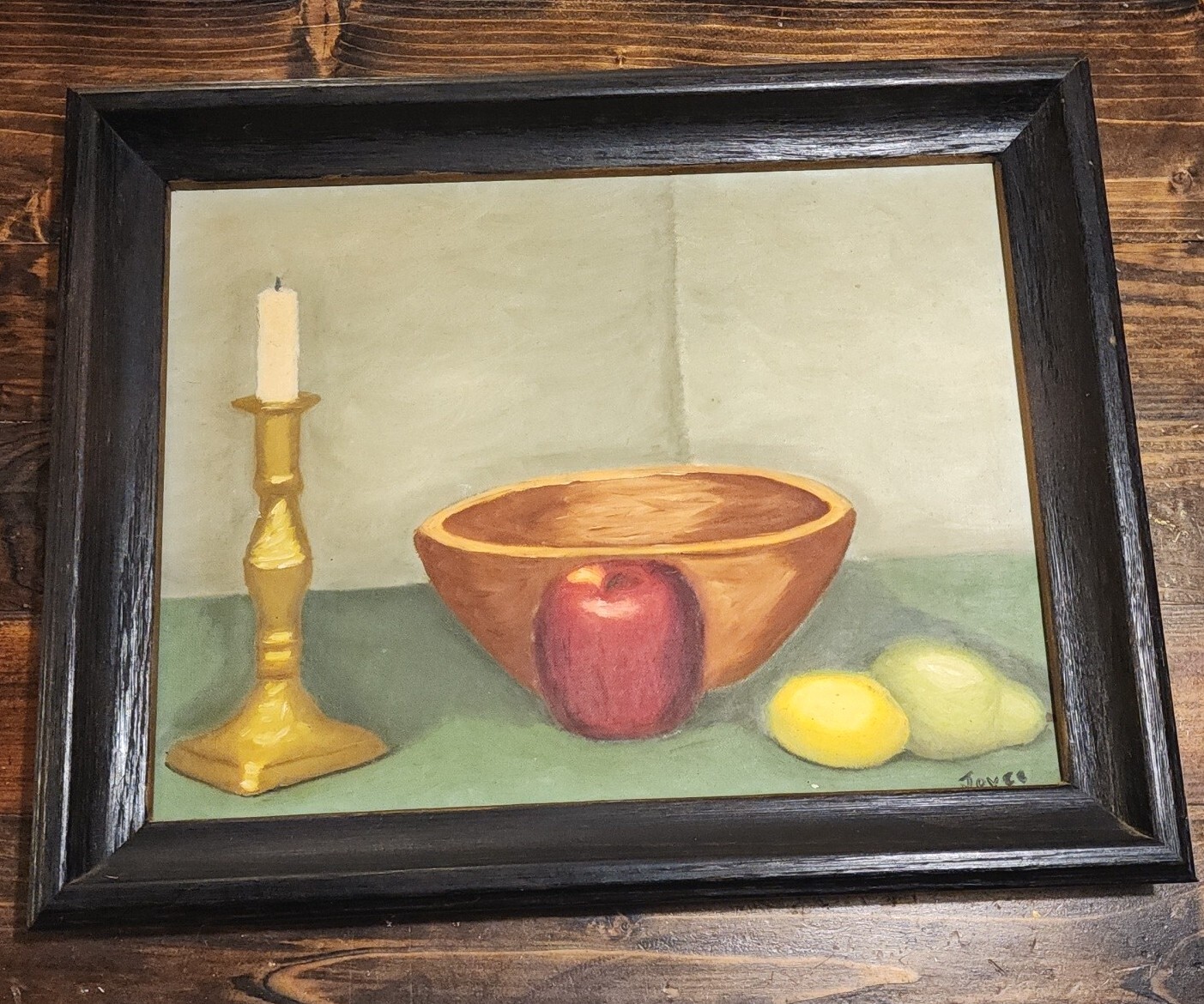 Vintage Handpainted Fruit Picture In Original Wood Frame 19×15
