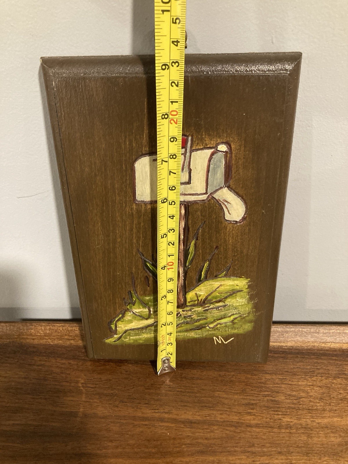 Hand Painted Rural Country Mailbox Painting on Wood Plaque Wall Art Signed 9”