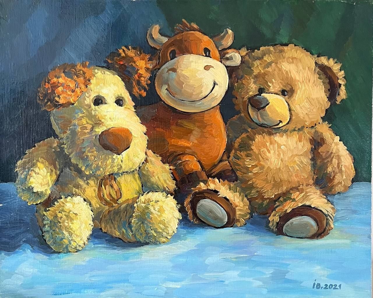 art 344 original painting 40×50 cm oil on canvas friends toys realizm anime