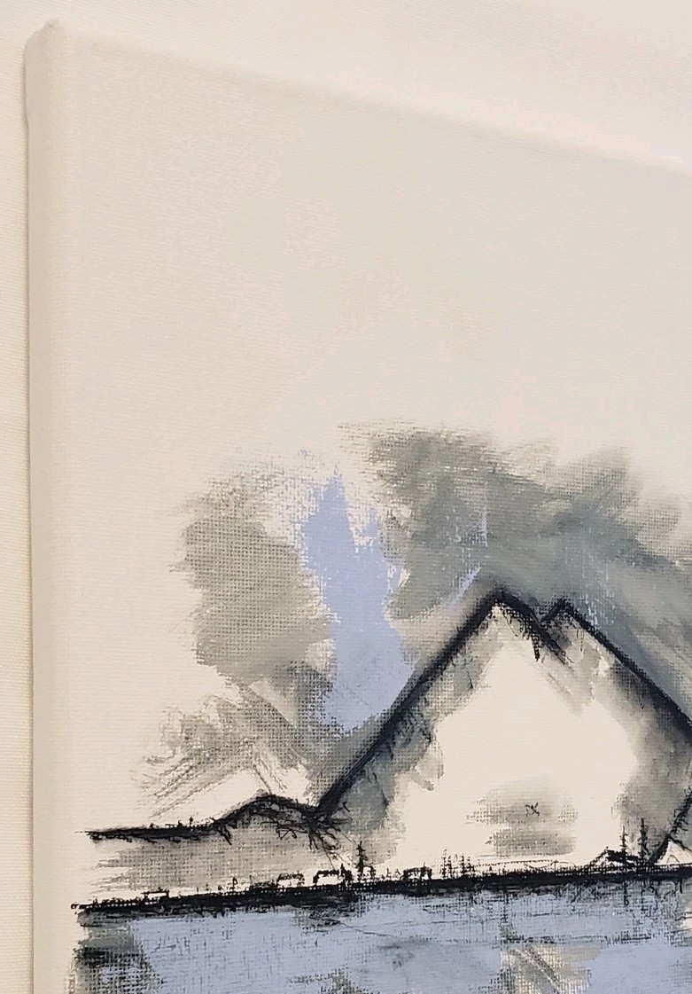 No.685 Original Abstract Minimal Landsape Ink Painting By K.A.Davis