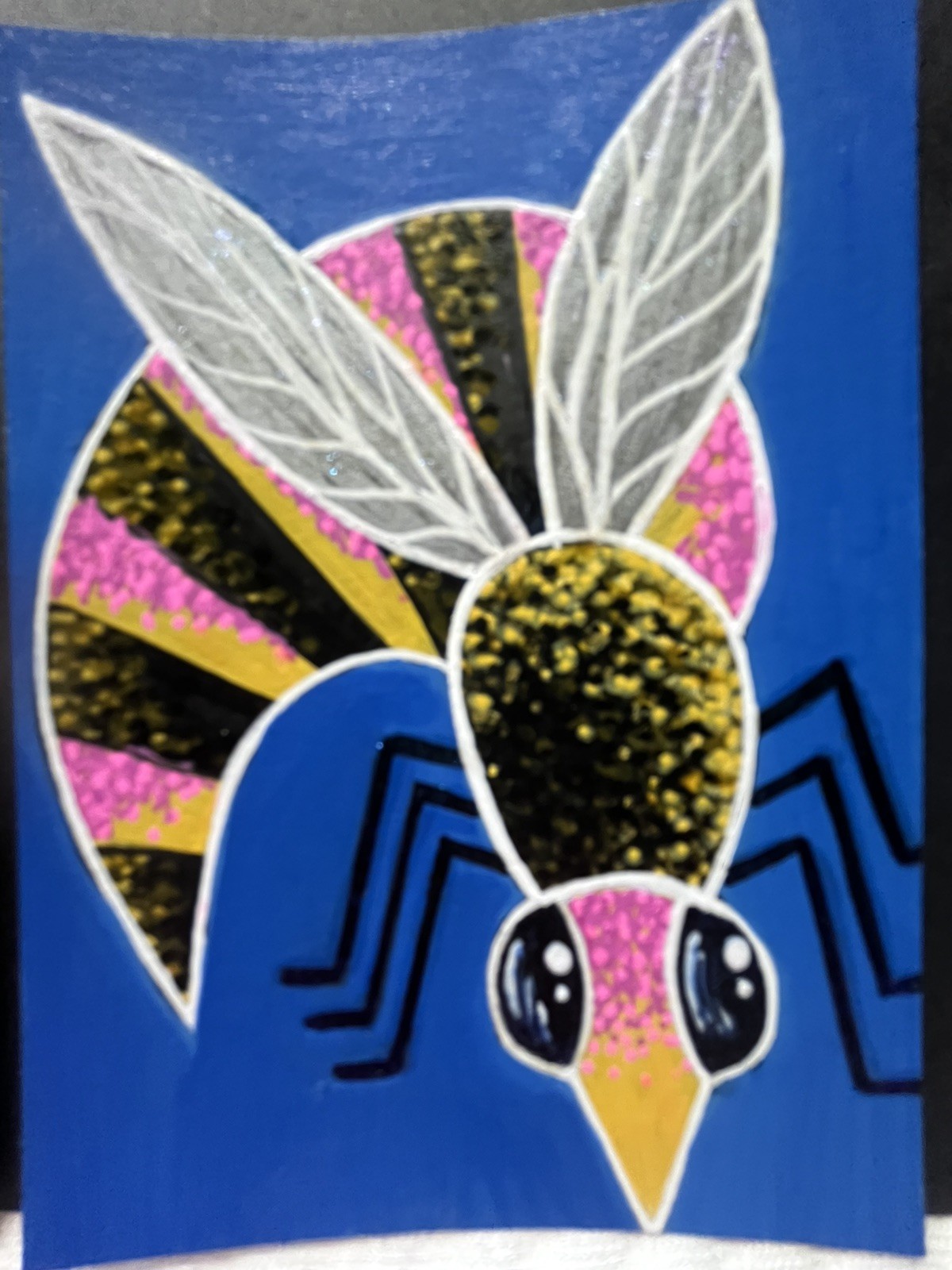 Original ACEO Art Card Painting Bee Bug Insect