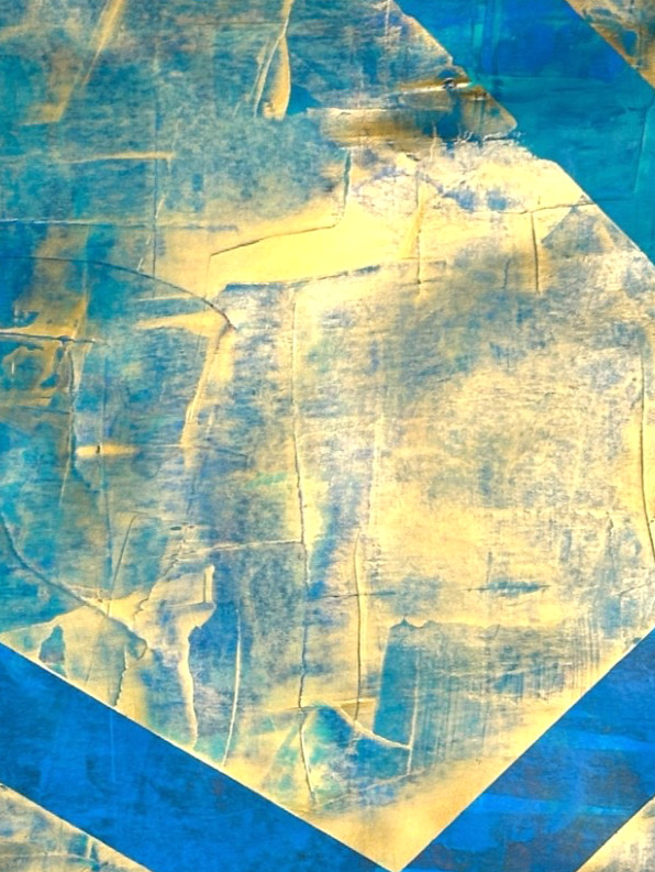 Original Gold Art 14×11 Paper Bold Color Abstract Modern Expressionism Painting