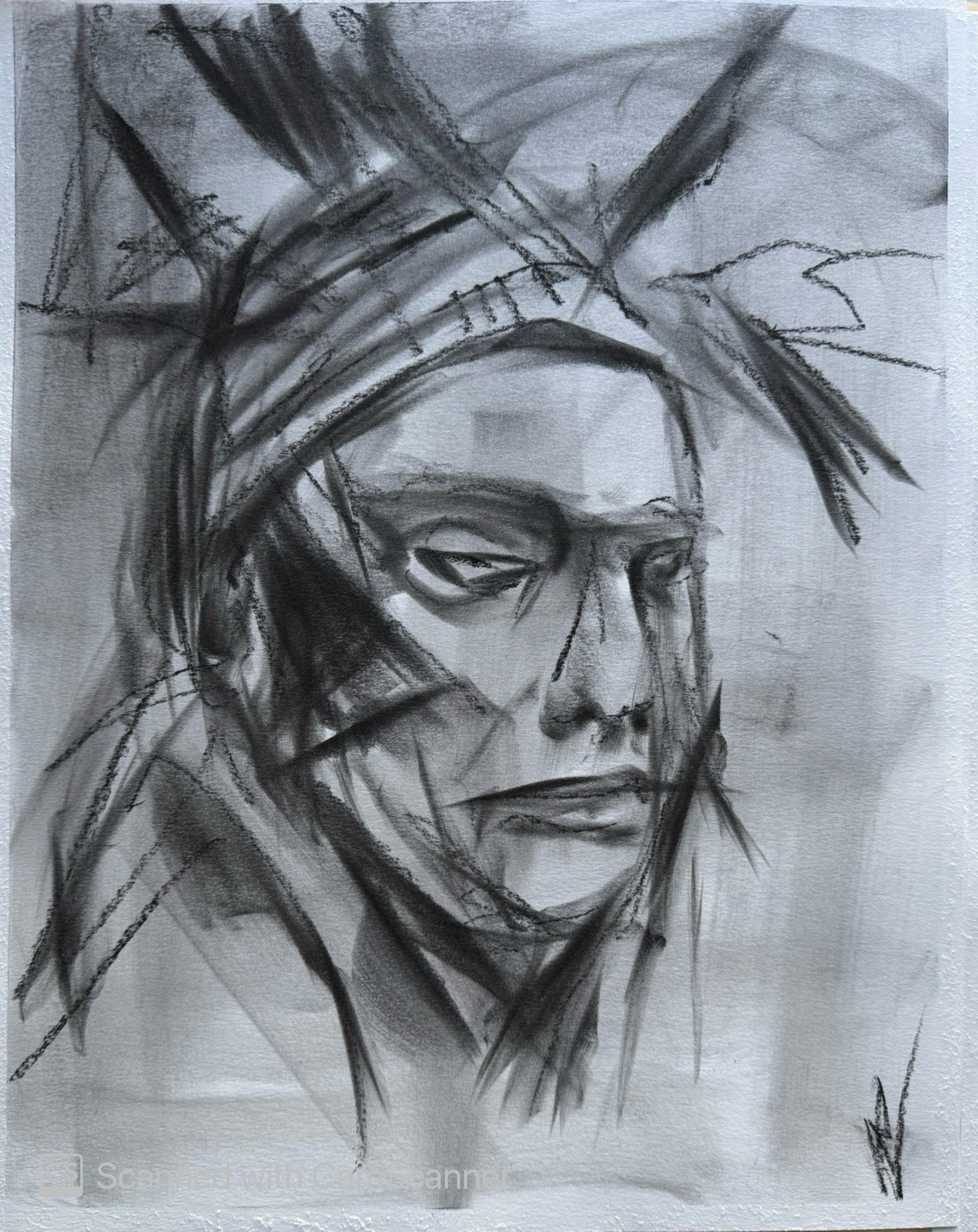 Native American Portrait 11×14 Pastel on Paper Tribal Chief Art