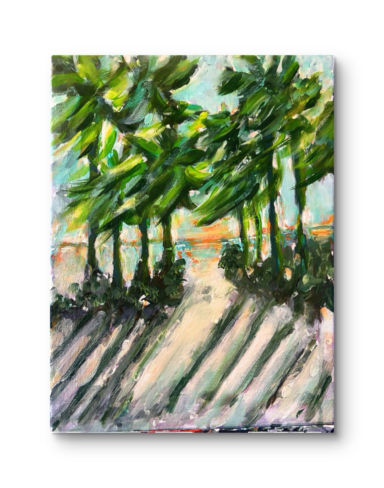 UNFRAMED Palm Trees Original painting on Сanvas wall-art signed