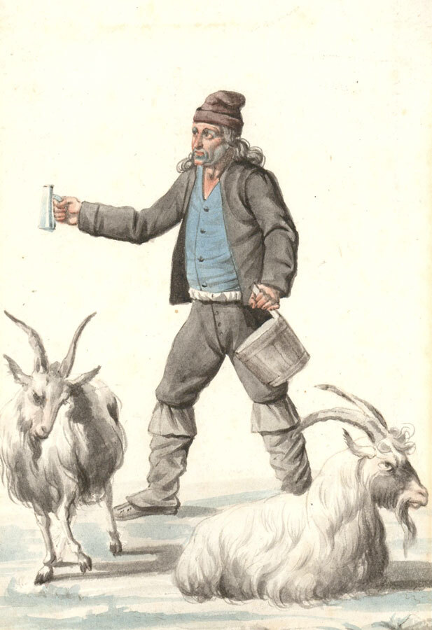19th Century Watercolour – The Goat Milker