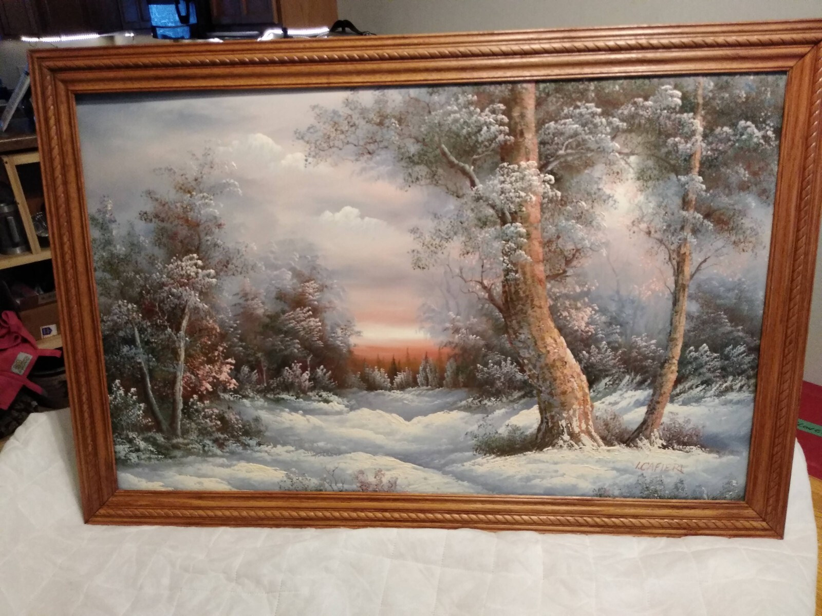 Irene Cafieri Signed art work original canvas. Buyer Pays Any Shipping Costs.