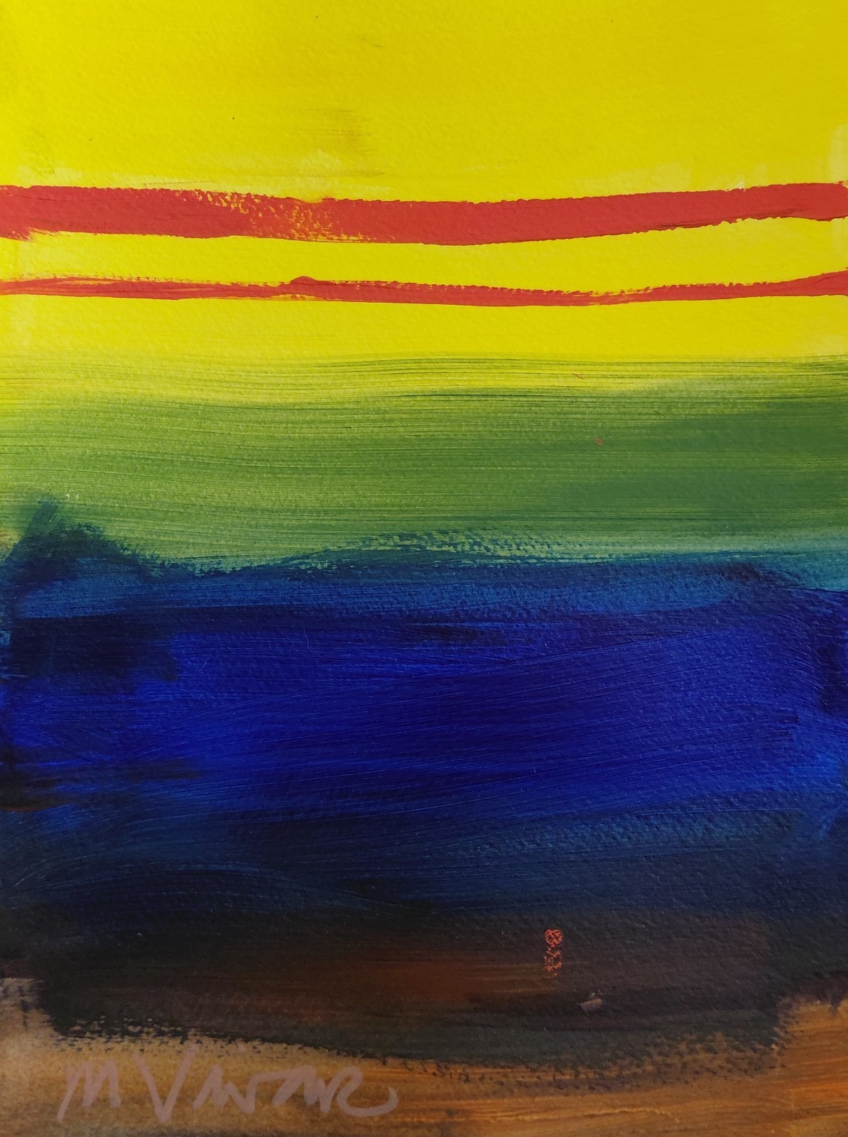 MONA VIVAR 12 x 9 Abstract Acrylic Art on Paper – Colorful Modern Design