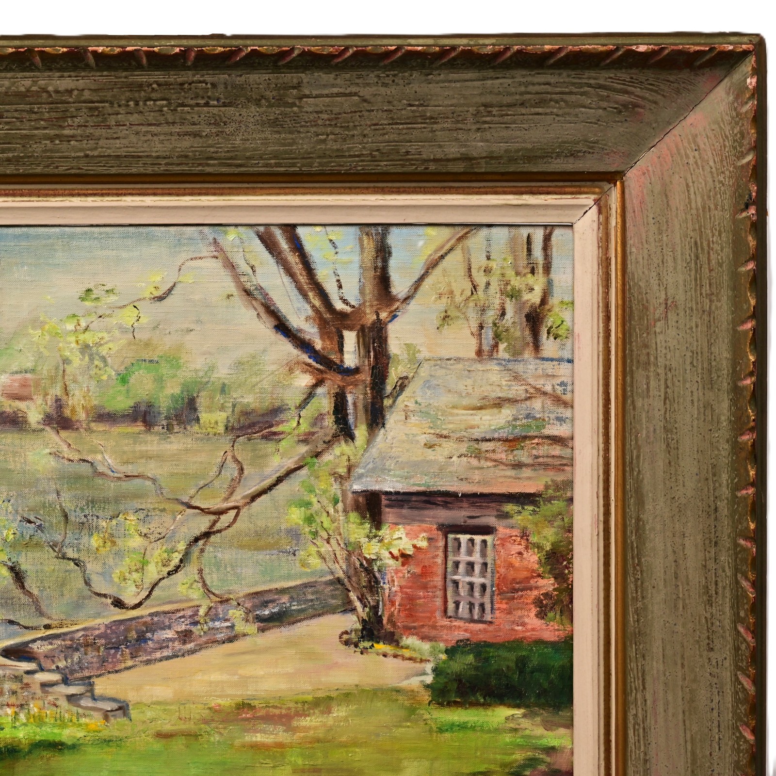 MARGERY DELATOUR Original Vintage Signed WPA Hudson River Landscape Oil Painting