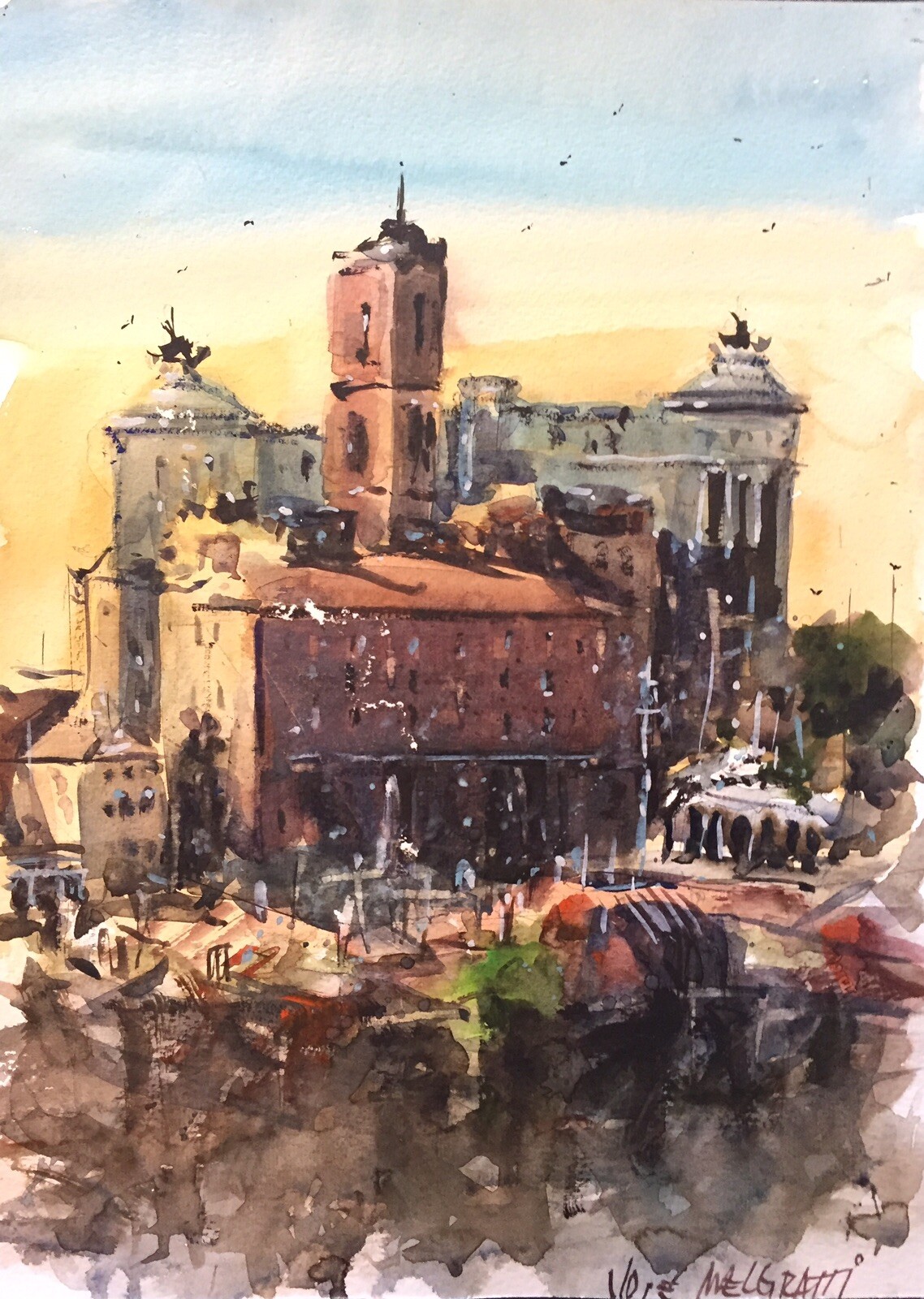 Original Watercolor Painting «Rome» 10″ x 13.1/2″ NOT A PRINT