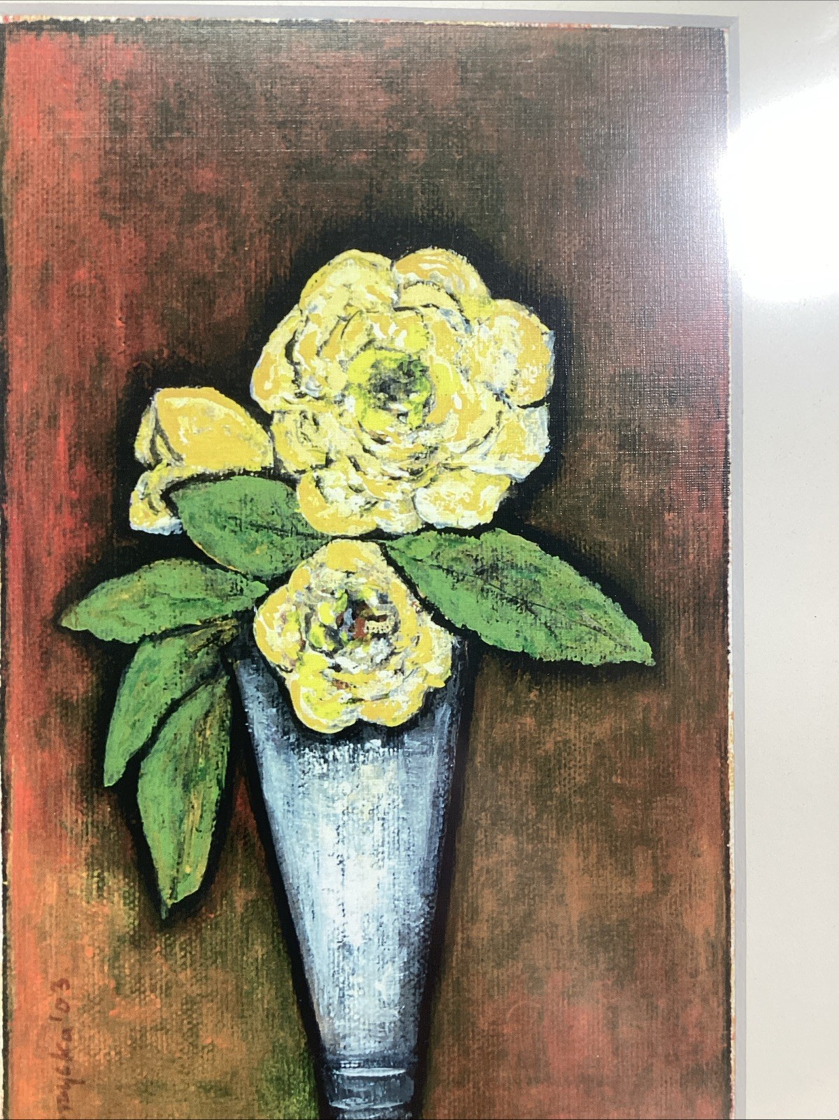 Floral Watercolor Painting – Flower In A Vase – Framed – 18×13”