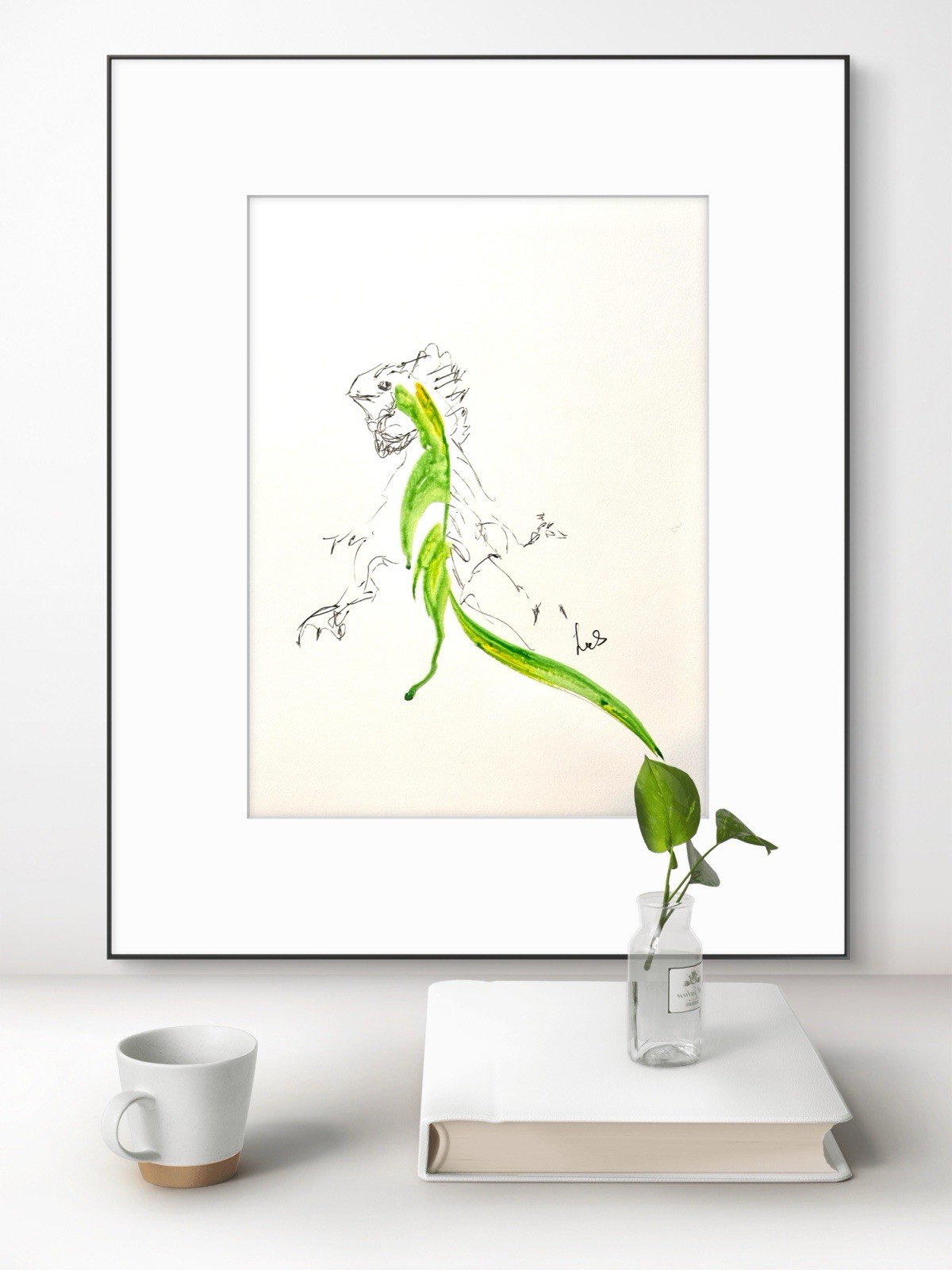 Original Abstract Expressionism 9×12 Lizard Paper Drawing Handmade Signed Art 22