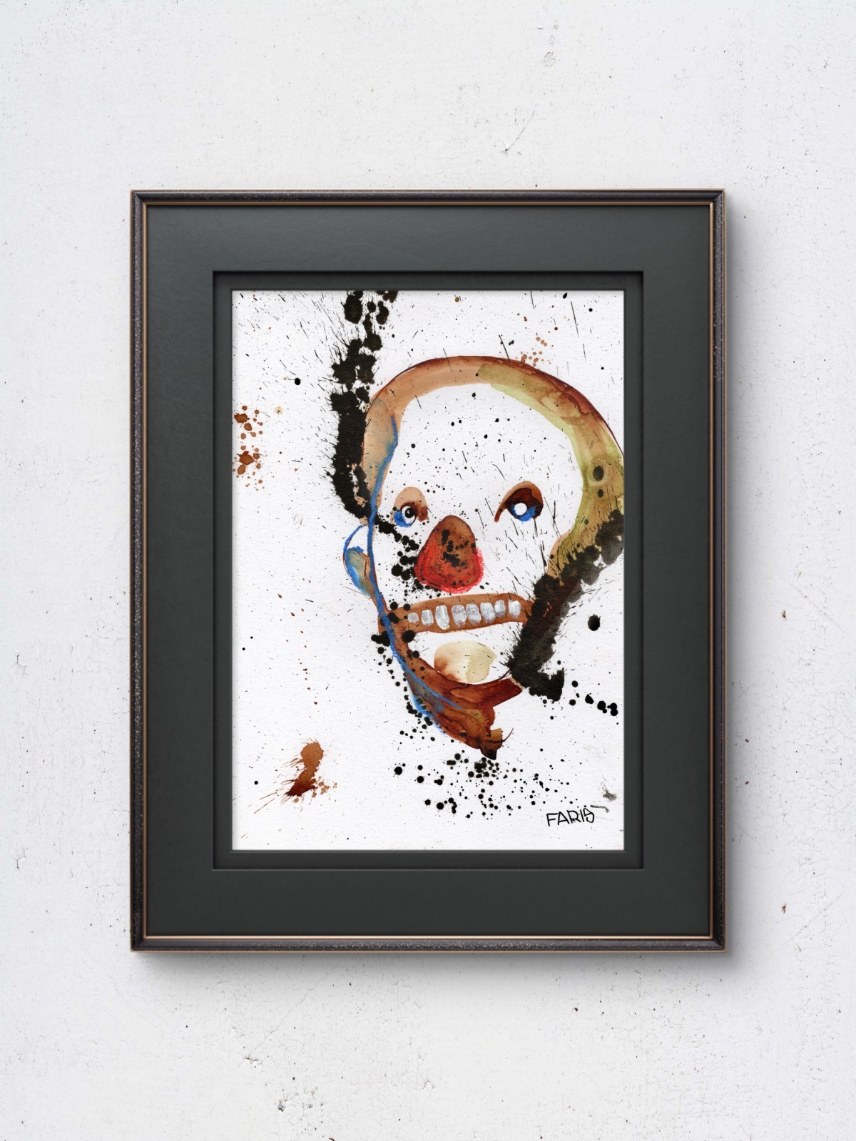 Original Ink Portrait Painting A4 Mixed Media Neo-Expressionism Signed COA #31