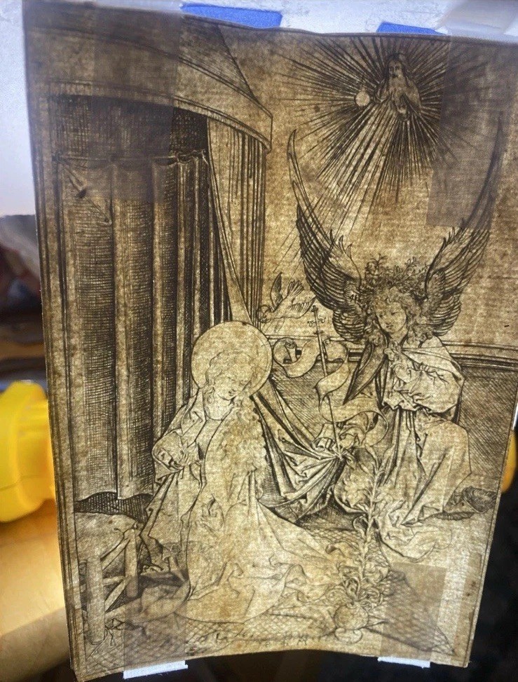 Martin Schongauer The Annunciation Old Master Engraving British Museum Stamp