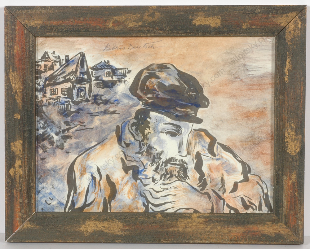 Boris Deutsch (1892-1978) «Jewish man from a shtetl», watercolor, ca. 1970