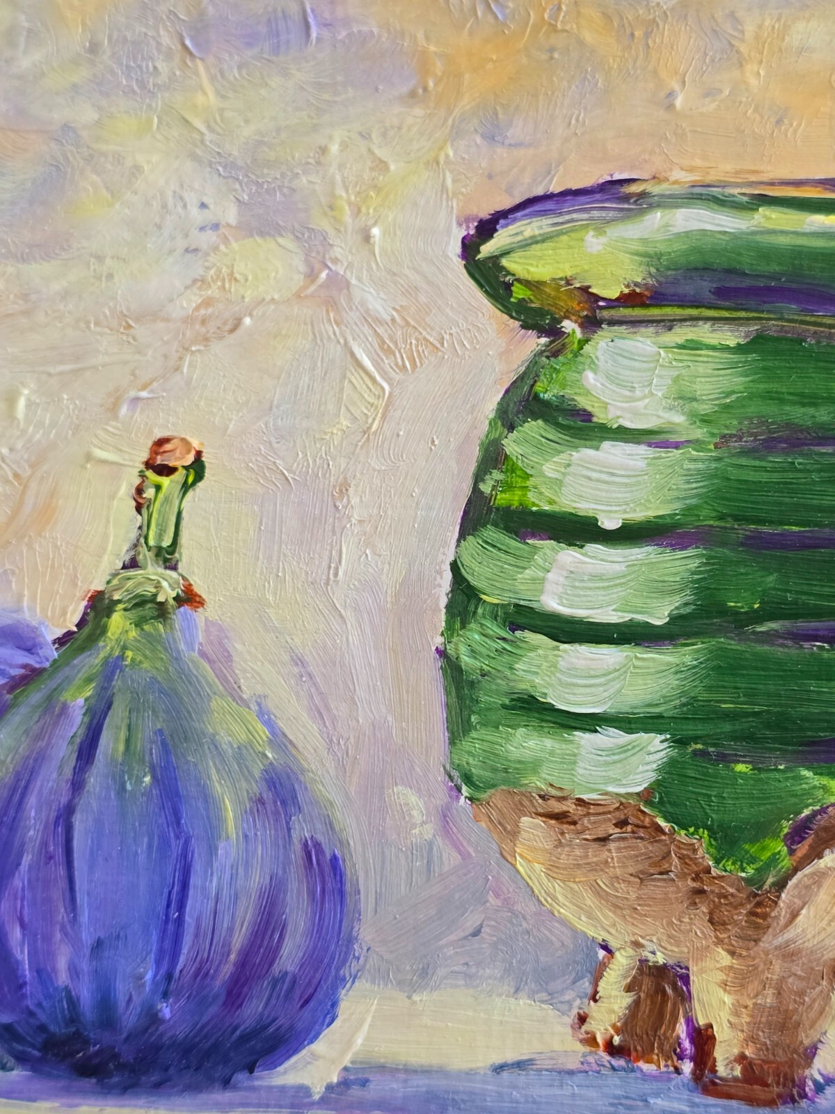 Figs and Pitcher Oil Painting 10x15cm Fruits Fruit Original Painting on Painting Board
