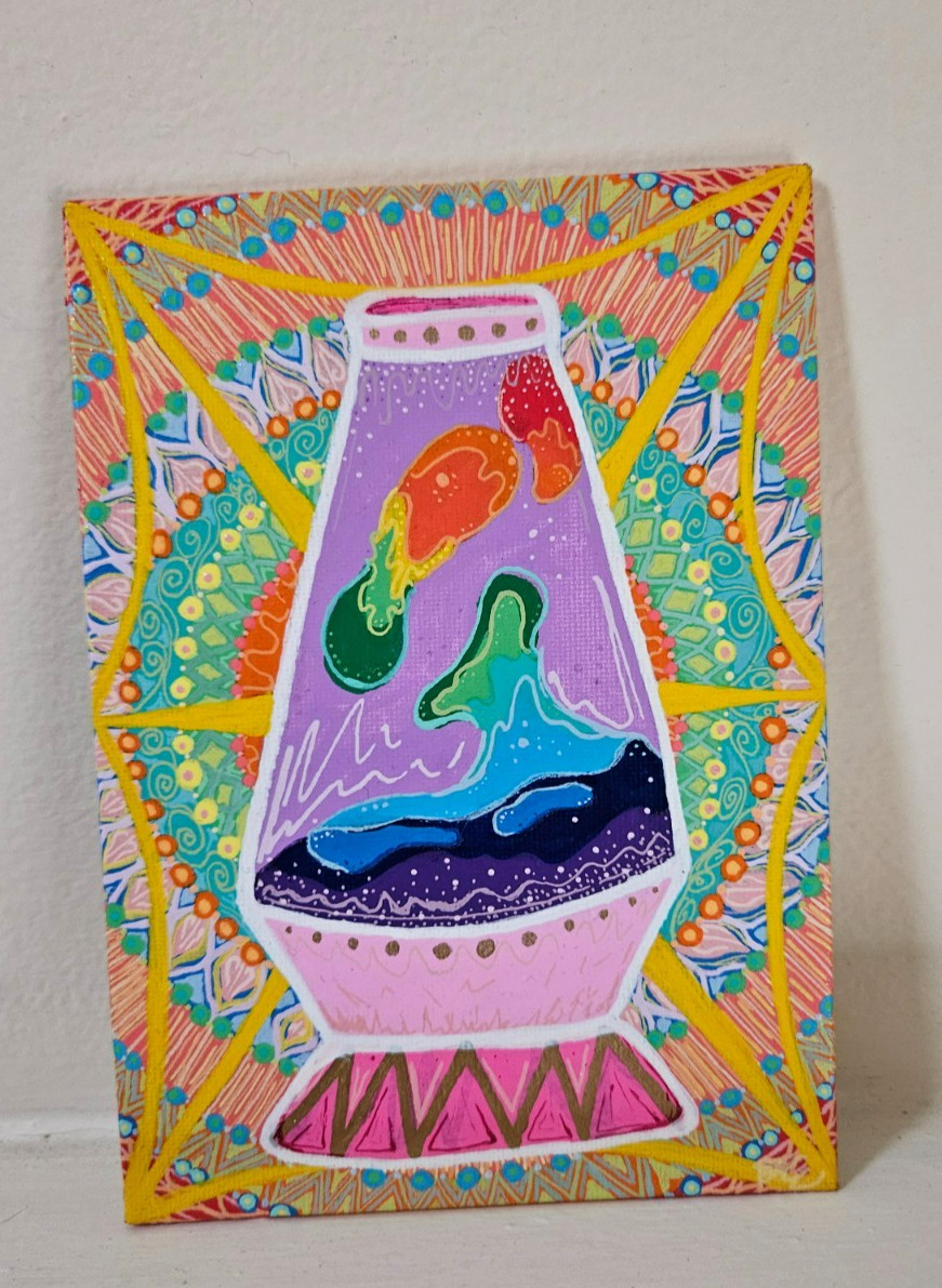 Psychedelic Lava Lamp Original 5×7″ Acrylic on Canvas Board, Varnished