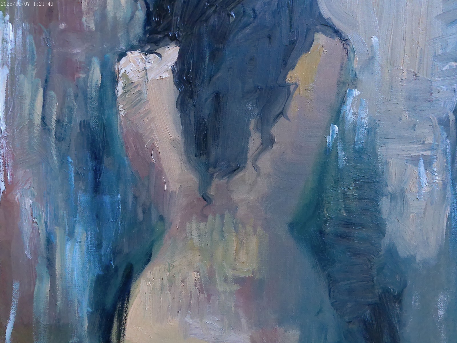 Portrait Oil Painting Gothic Cubism Boudoir 18”x14” Canvas Original Signed