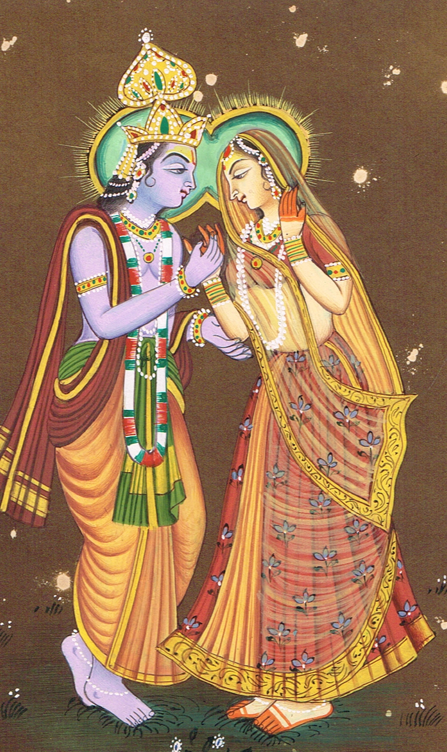 God And Goddess Radha Krishna Miniature Painting Religion Art 6.5×8.5 Inches