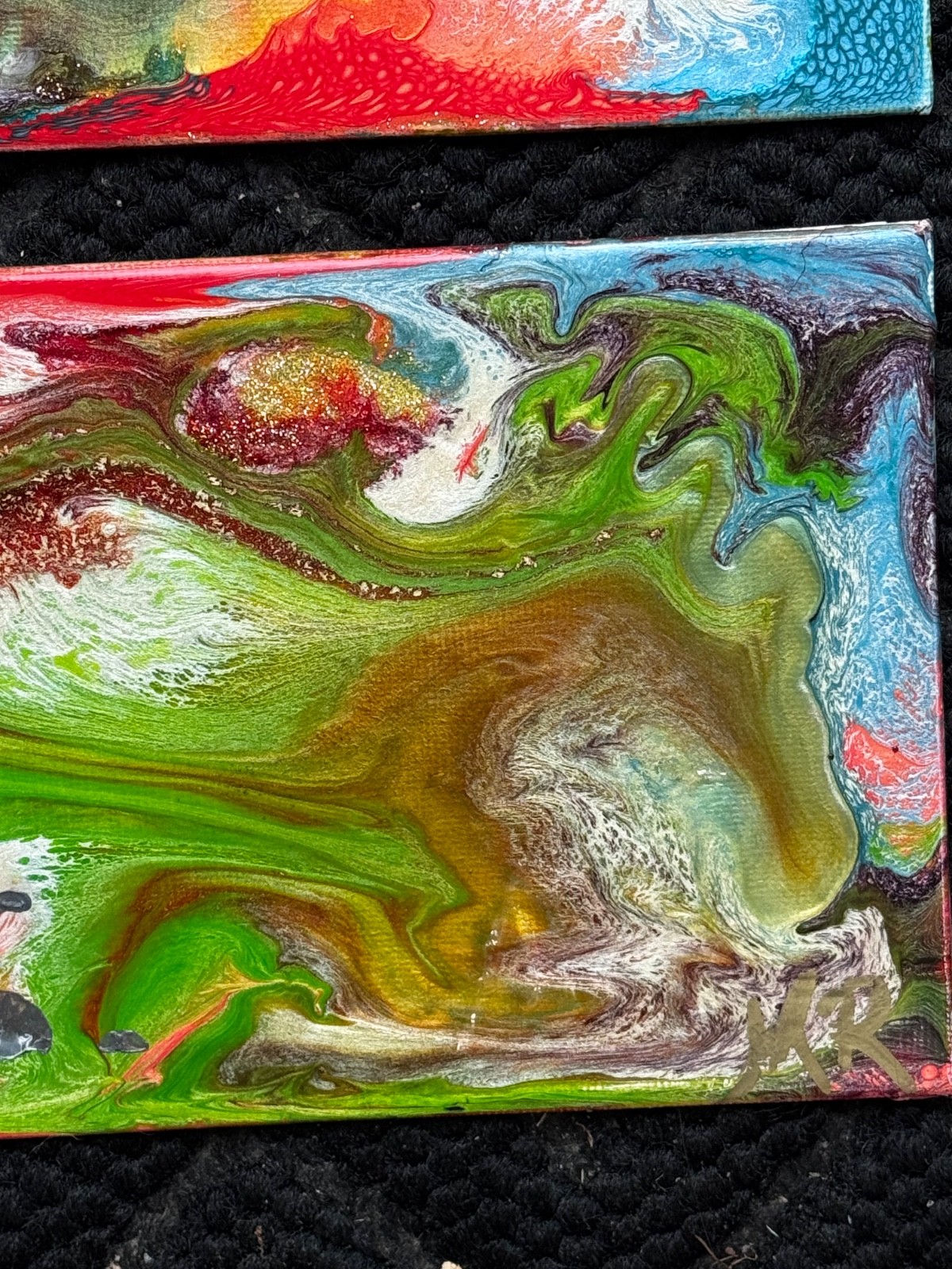 TWO Original Signed Mixed Media Art Paintings Oil- Based 5×7 on Canvas Board
