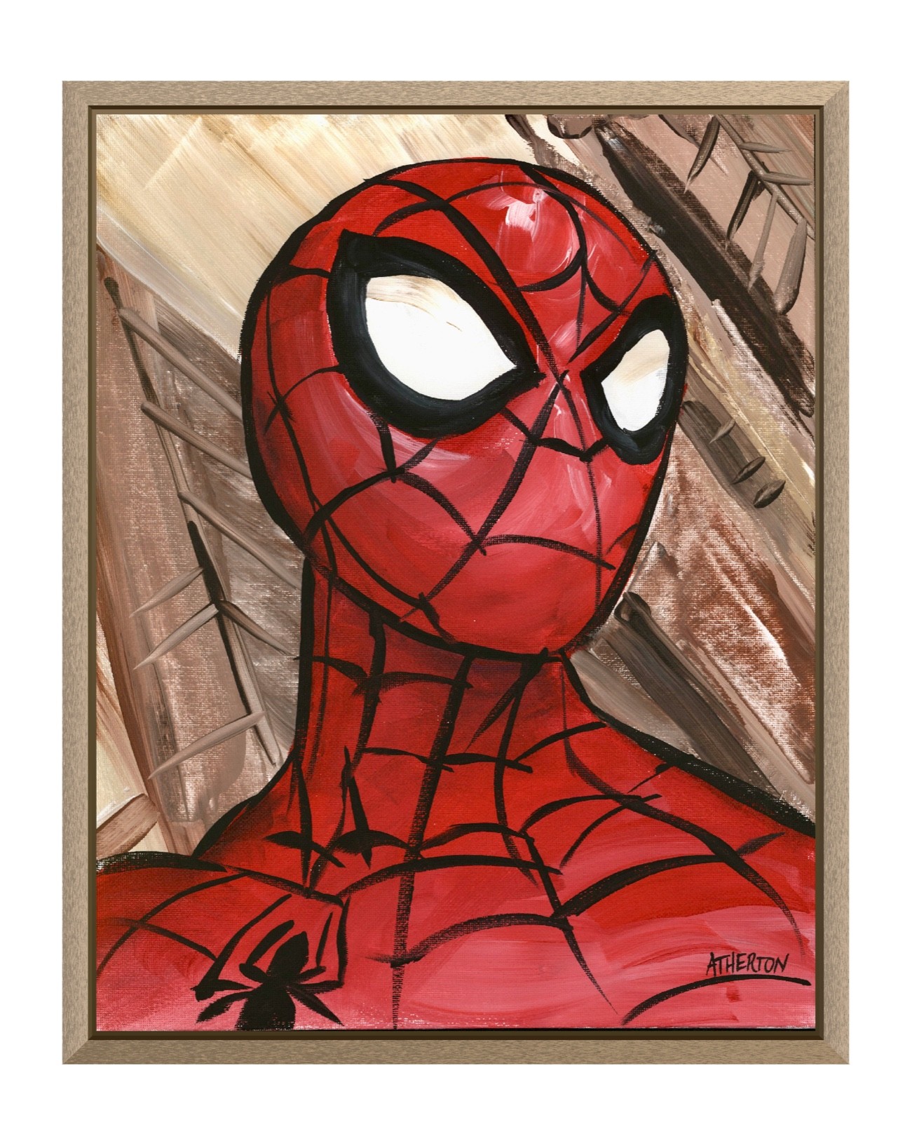 Atherton 11×14 Original Pop Art Comic Acrylic Painting «Spiderman» hand signed