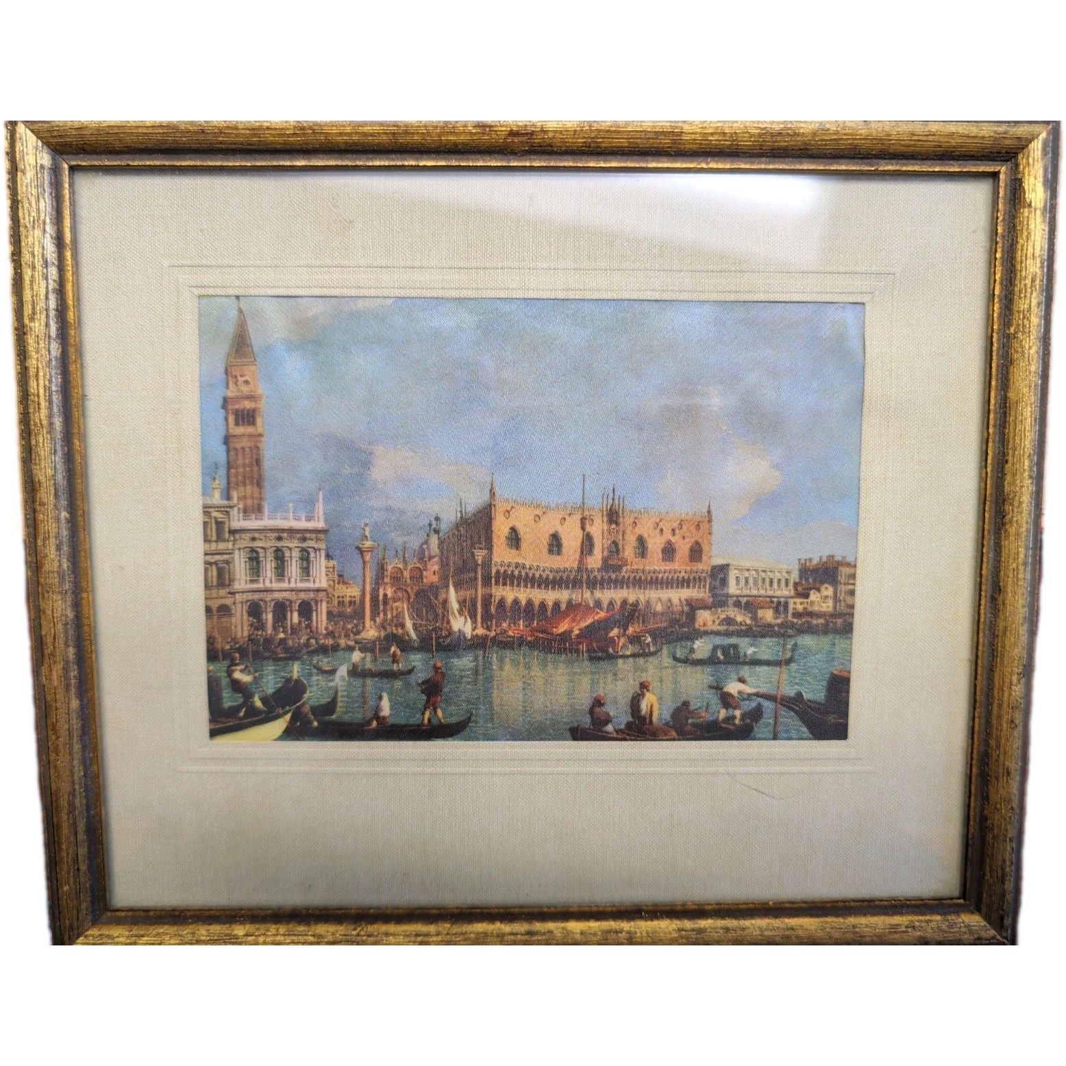 Vintage Framed Venice Print – Doge’s Palace Canal Scene – Canaletto Style