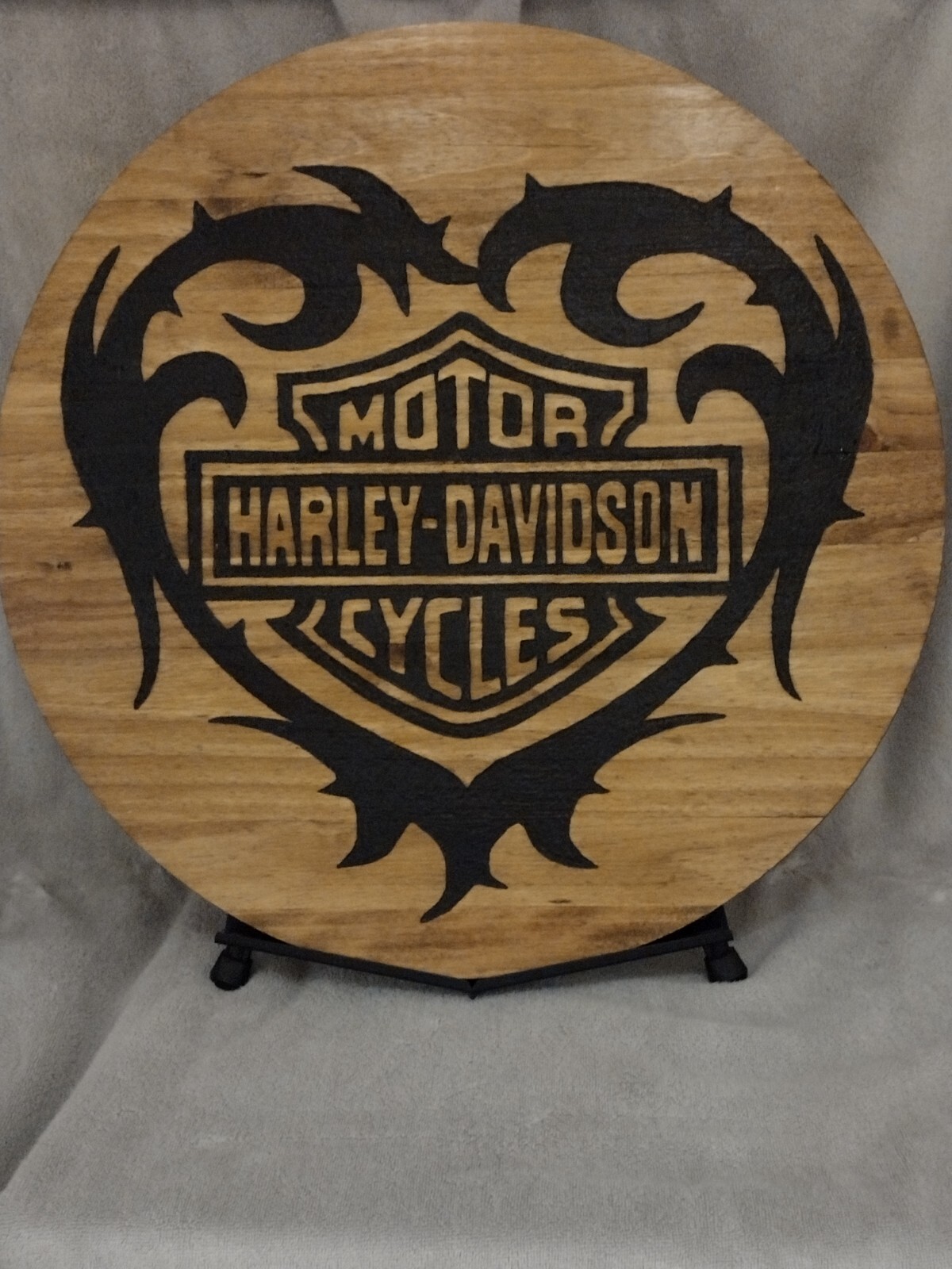 Solar Pyrography wood burning Harley Davidson wood decor handmade 