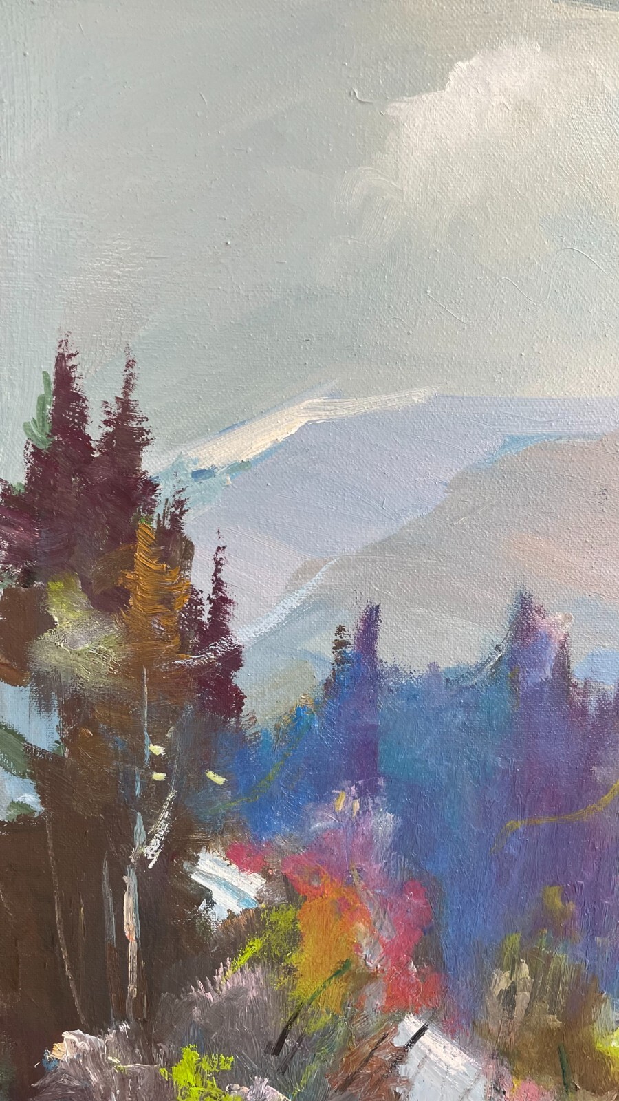 Oil painting Mountains Ukrainian painter Canvas Framed Decor original landscape