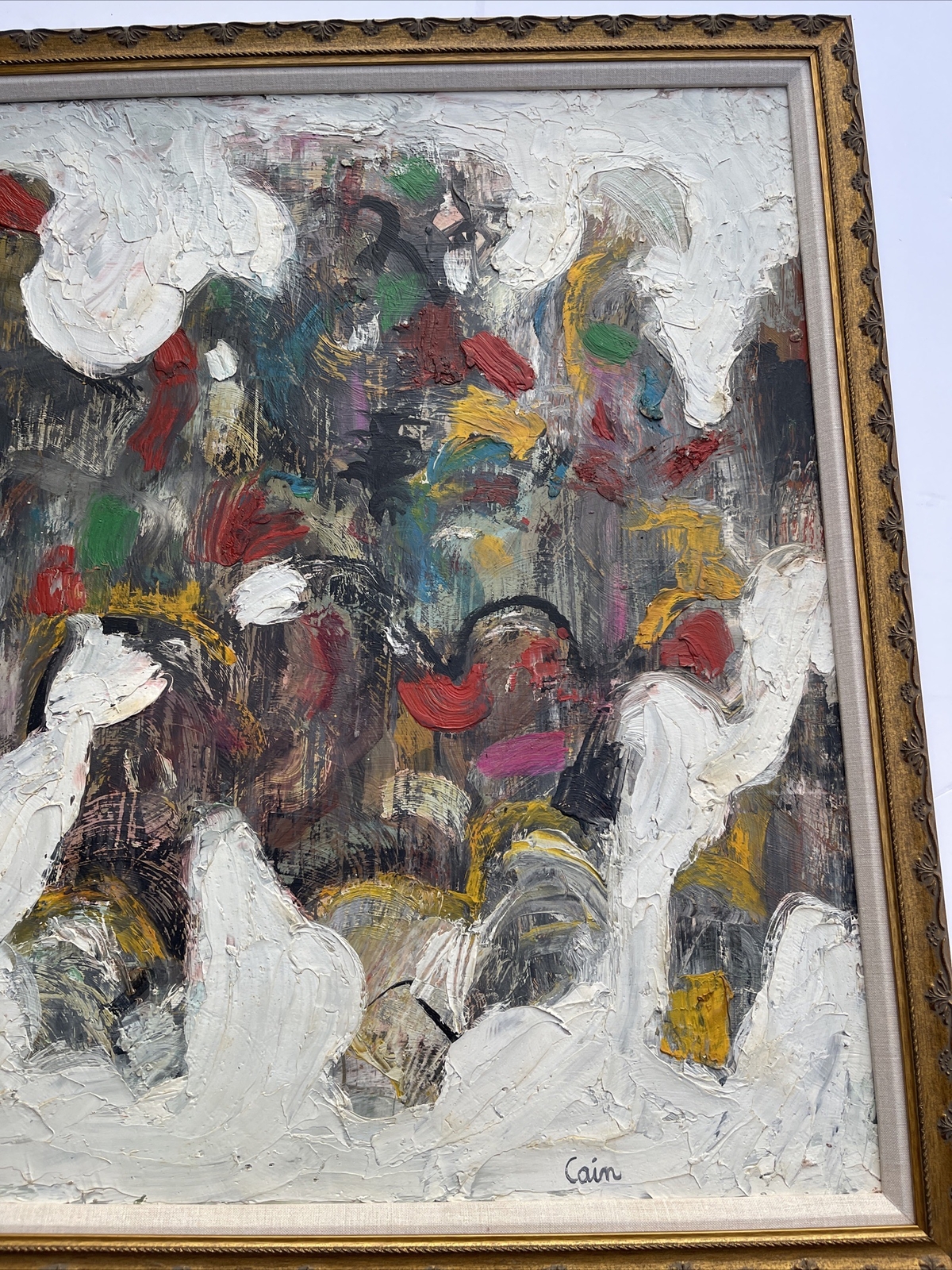 Jo Cain PAINTING ANTIQUE EXPRESSIONISM Mid Century AMERICAN CUBISM RARE Large