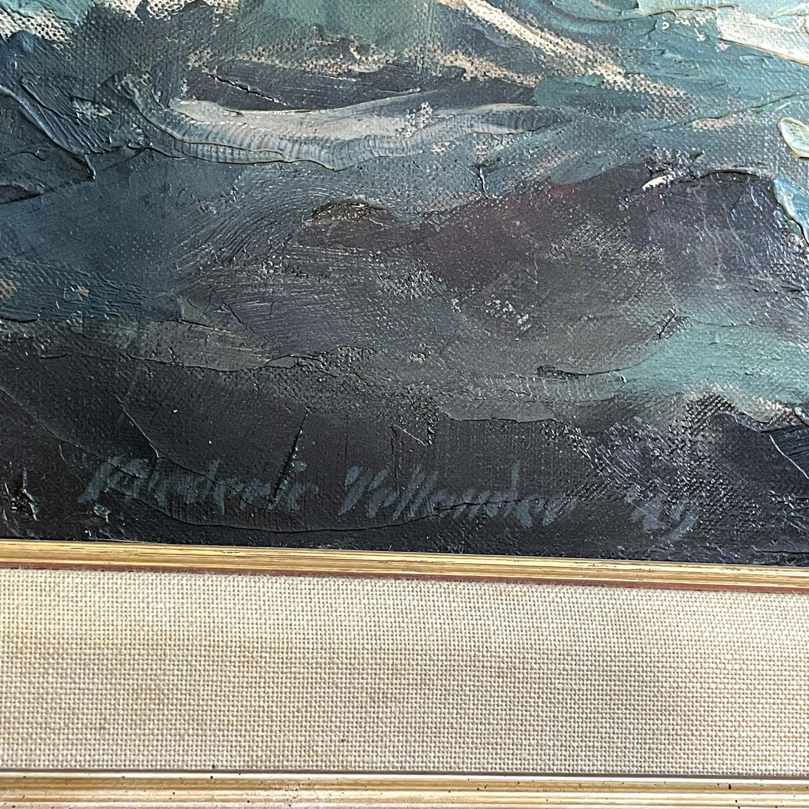 Frederic Tellander Water Waves Original Oil Painting 37 1/2″H x 43 1/2″W