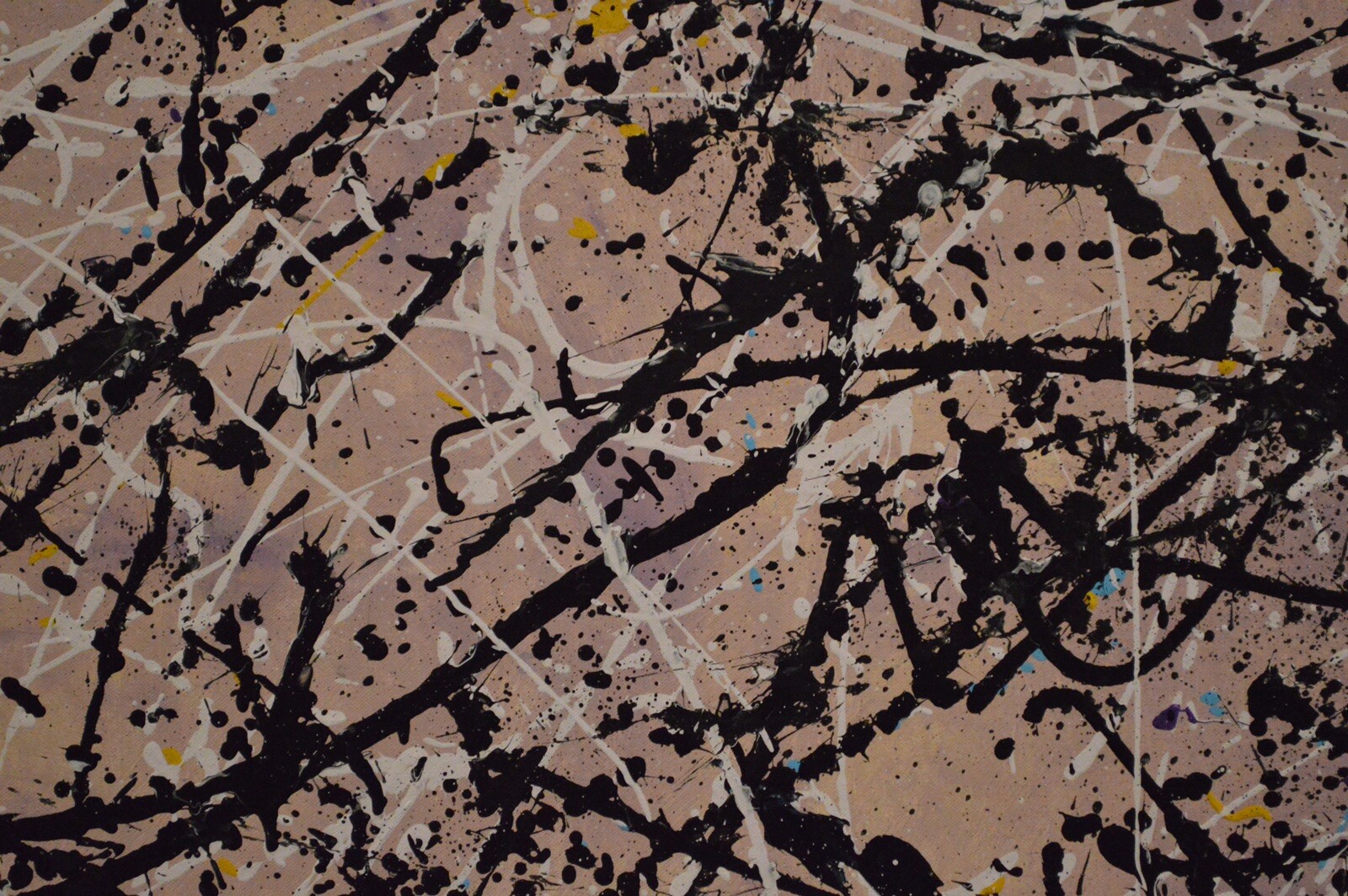 Jackson Pollock inspired ￼Painting, 72” X 56” Acrylic, Abstract, Lavender Mist