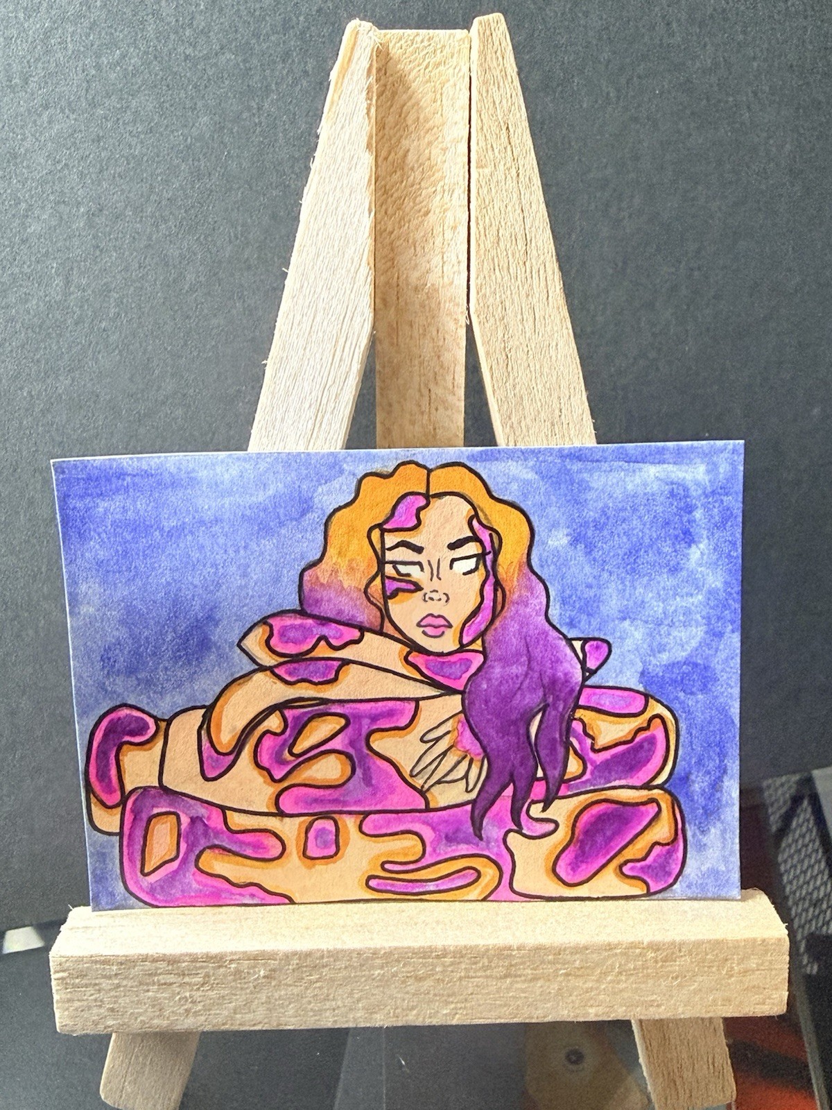 ACEO Original 2.5×3.5 Art Card Signed by Veronica Lee/ LAMIA SERIES/ beks_and_lo