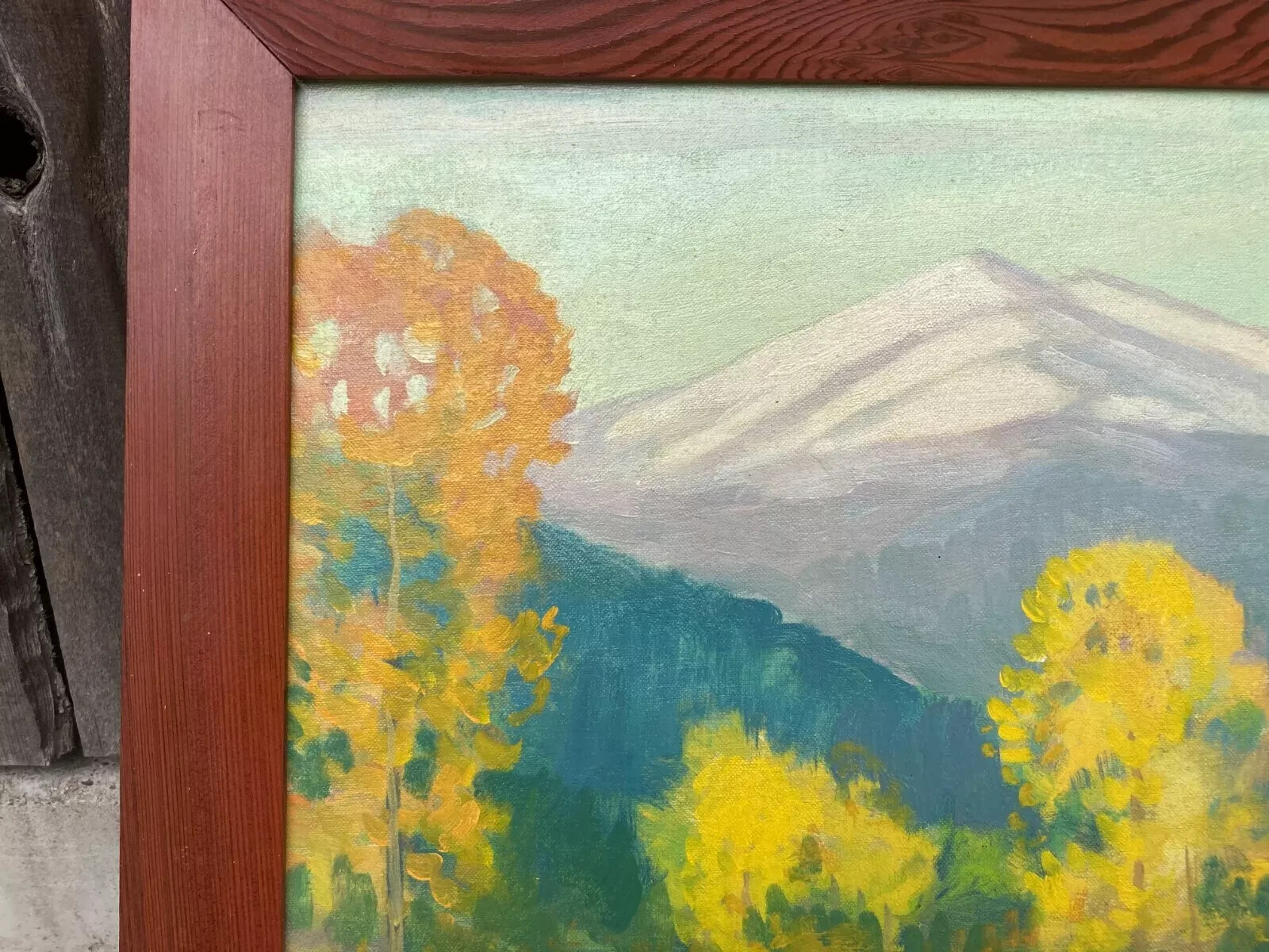 David Stirling 1941 «Autumn Pool» Signed Oil Painting Estes Park, Colorado