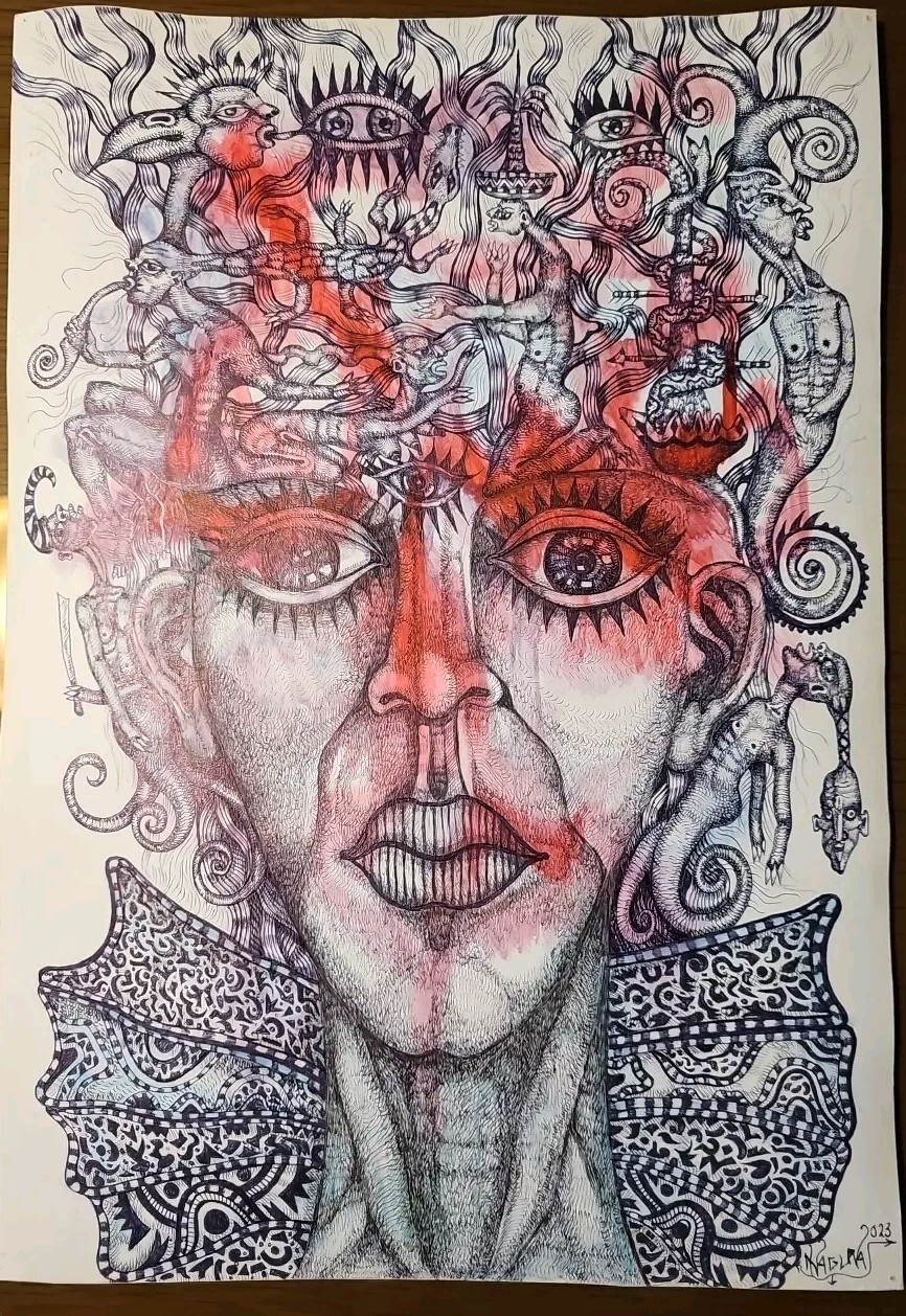 Acrylic,ink On Cardboad Nelson Laguna cuban Art 19×13 In