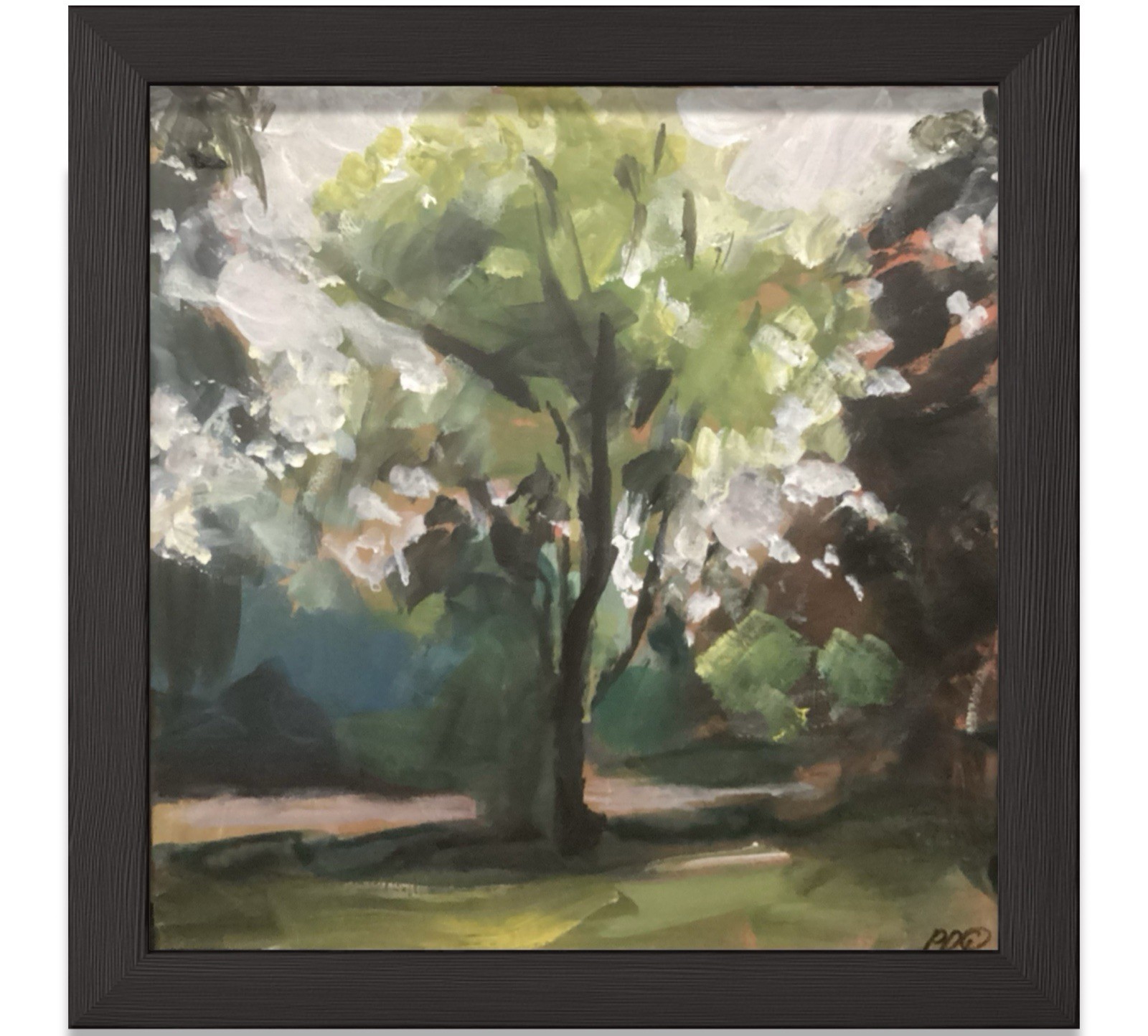 PDQ Artist Originals Painting Park Tree Earth Abstract Acrylic 12×12 Art Canvas