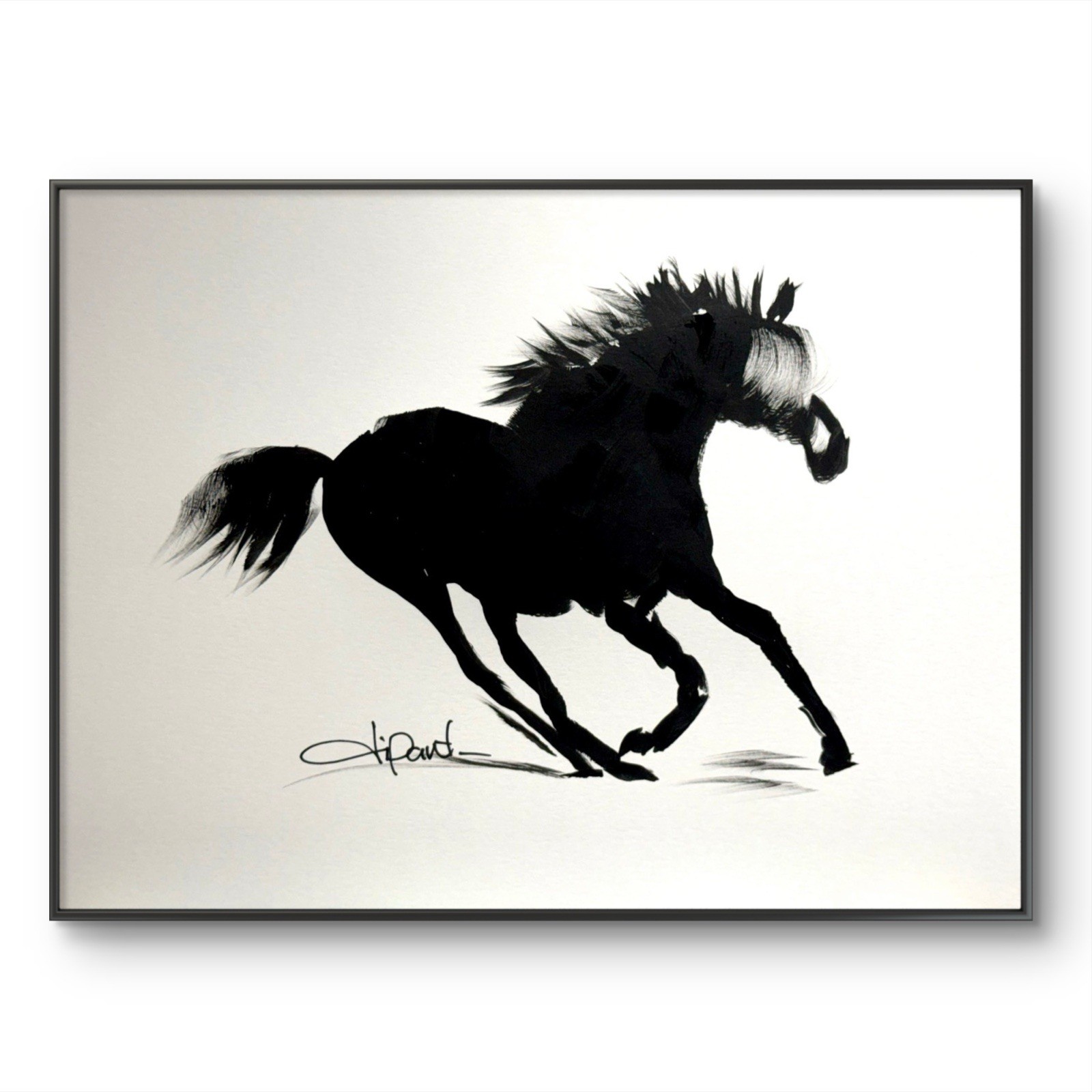 Monochrome Horse Original Art 14×11 Paper Modern Fine Art Interior Decor Home