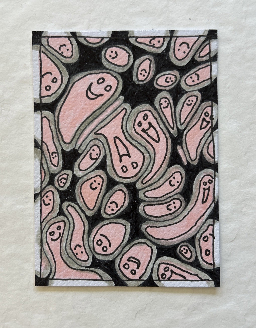 ACEO Original – Mini Art Titled ‘Ghosts At Play!’ 2.5X3.5” -By Lyn’et
