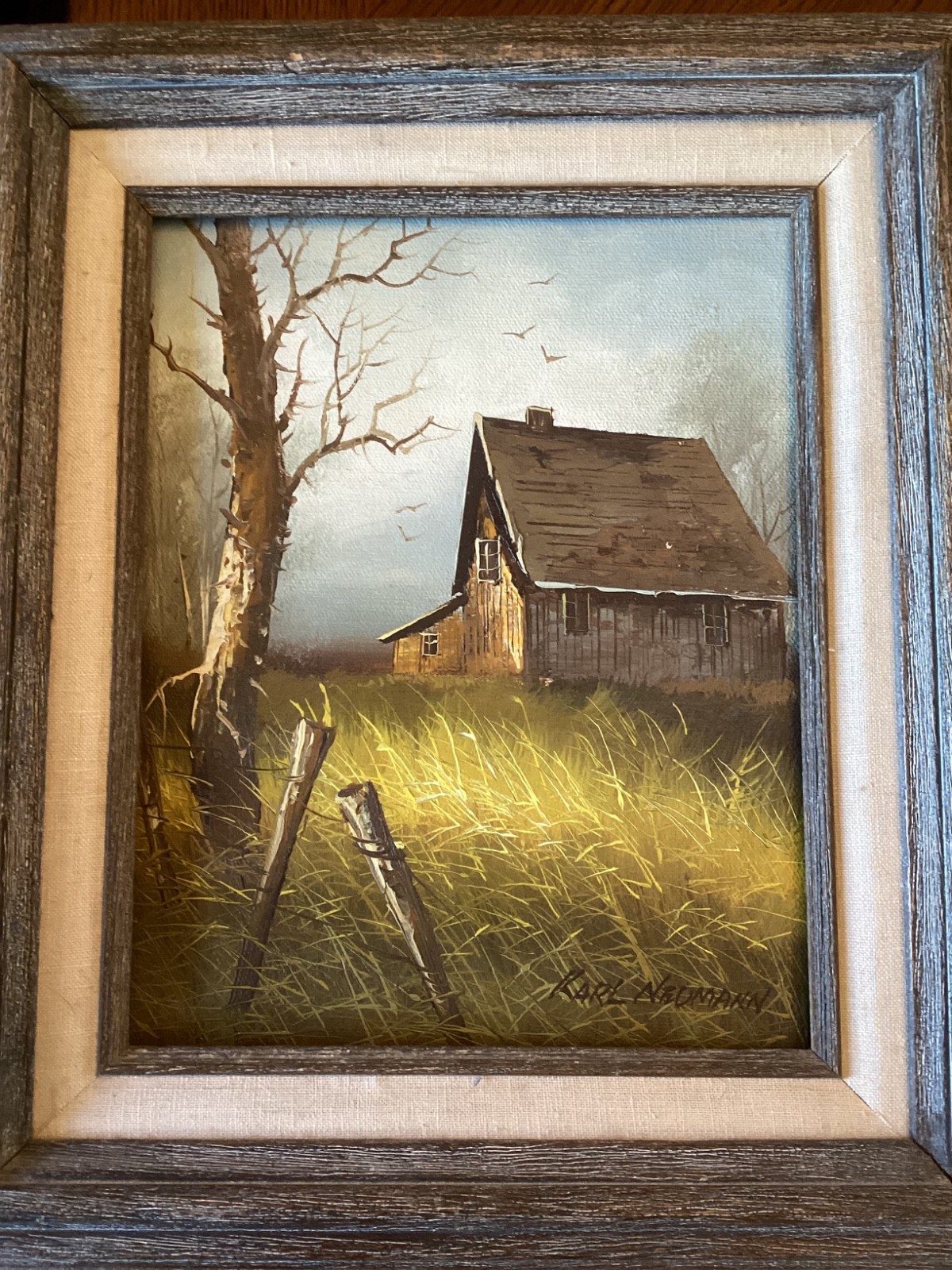 Signed KARL NEUMANN Oil Painting 8×10 Vintage Landscape Art
