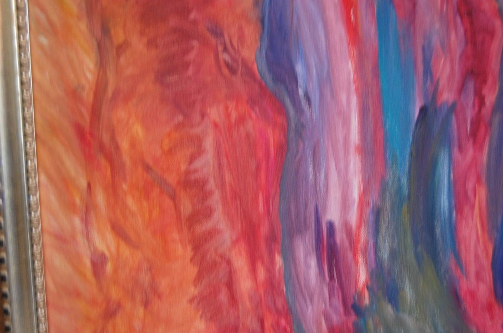 Vtg Framed Original Multicolor Surrealist Abstract Acrylic Oil Painting 20X16