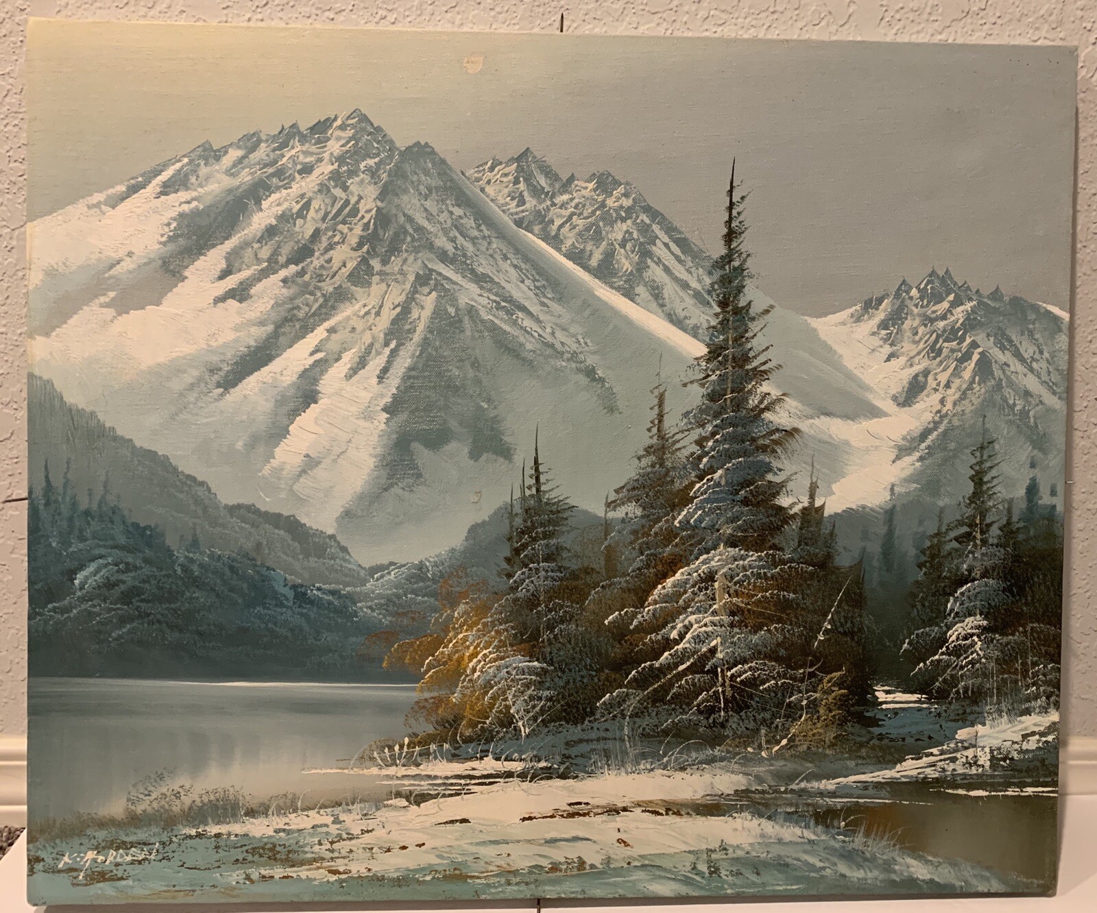Vintage Original Signed HORDEN Mountainscape Snow Scene Oil Painting