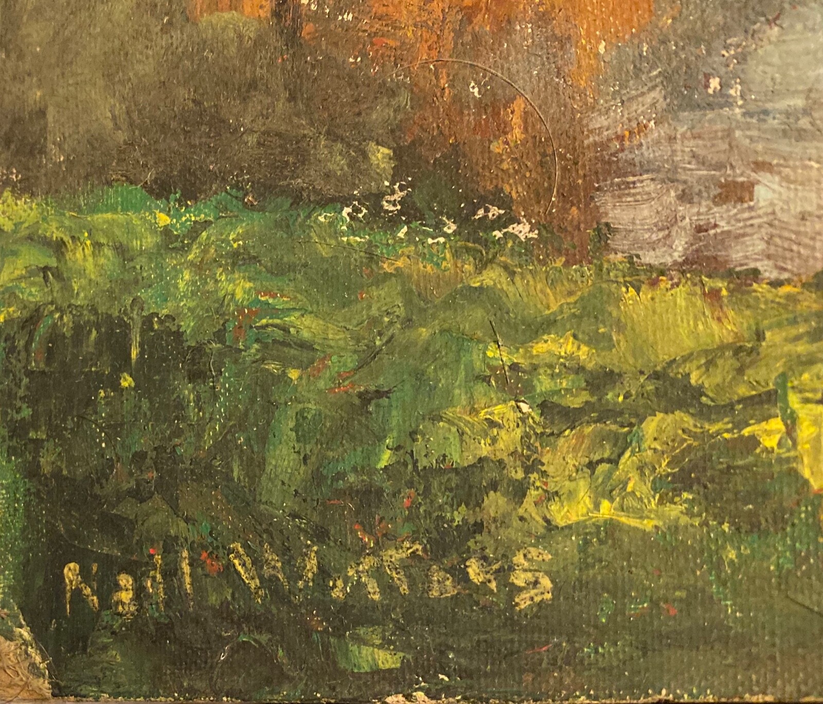 Original Landscape Painting Autumn in New York Trees Nell Witters Listed 20×24
