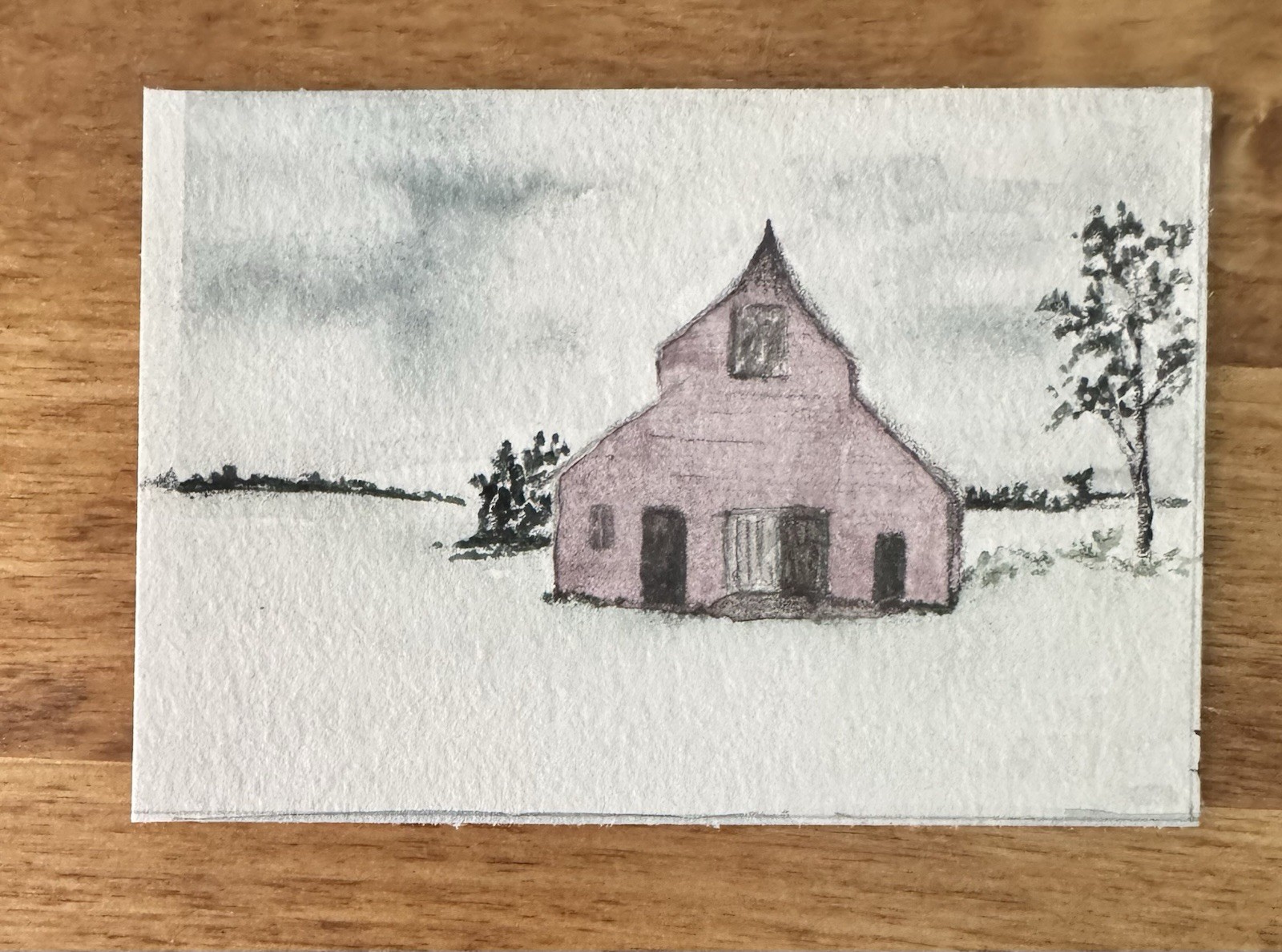 ACEO “Call The Horses Home” Watercolor By DBossert Features Landscape And Barn