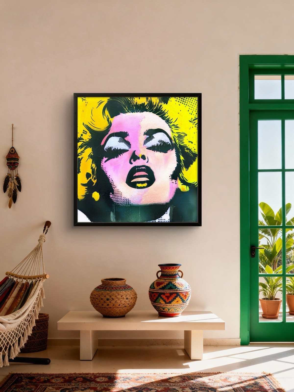 GERARD 16X16 IN-Abstract Pop Expressionist Original Painting Canvas Girl