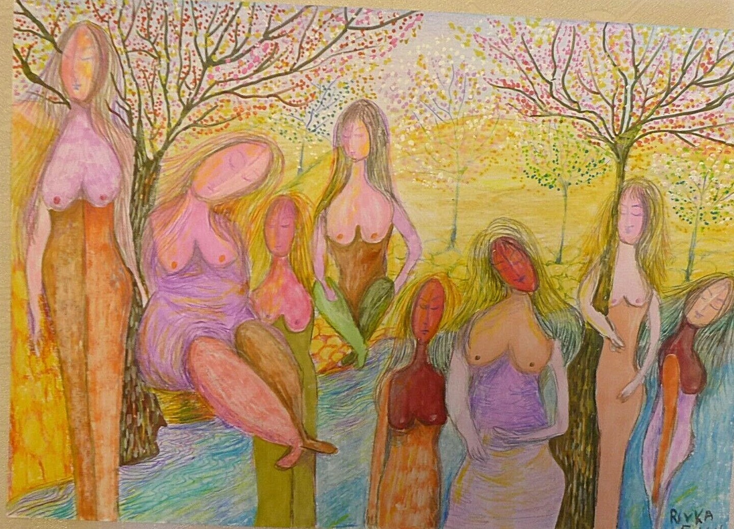 Original Painting13 X 9 Inch Water Color+Pencils On Paper Directly From Artist