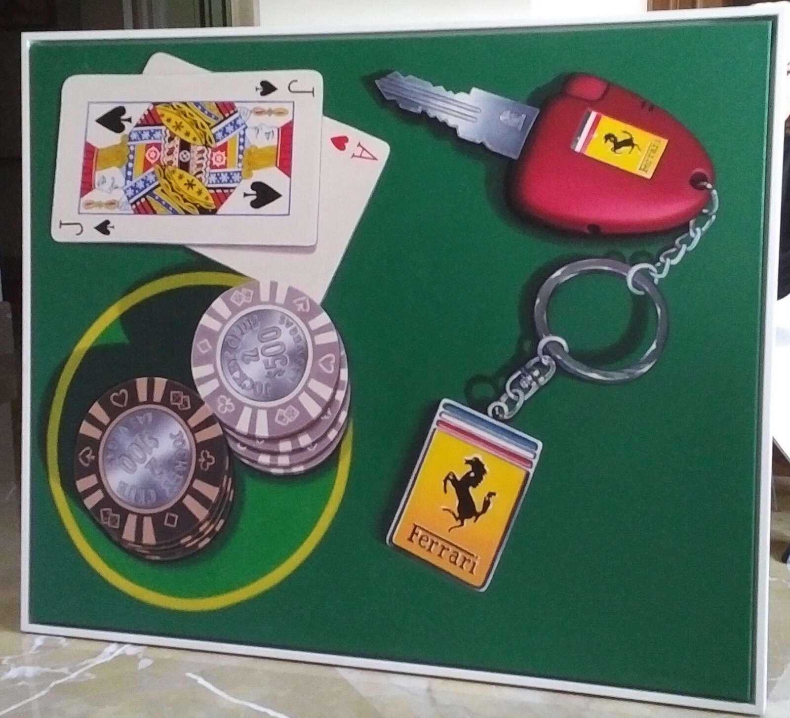 Blackjack – Ralph Stearns – Original Oil Painting Photorealism – Ferrari – Poker