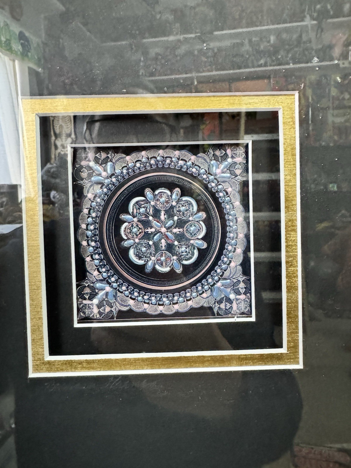 Barbara Haene Signed Mandala Medallion Framed Art OOAK 9.5”