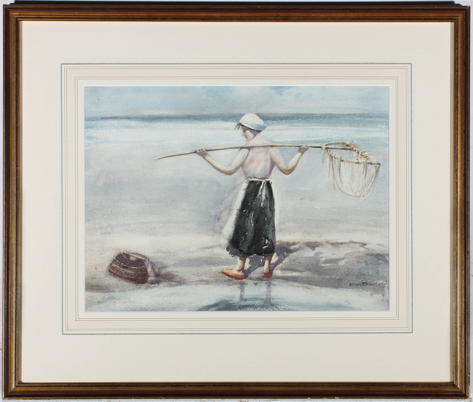 Arthur Bradbury ARWA (1892-1977) – Framed Watercolour, Net Fishing