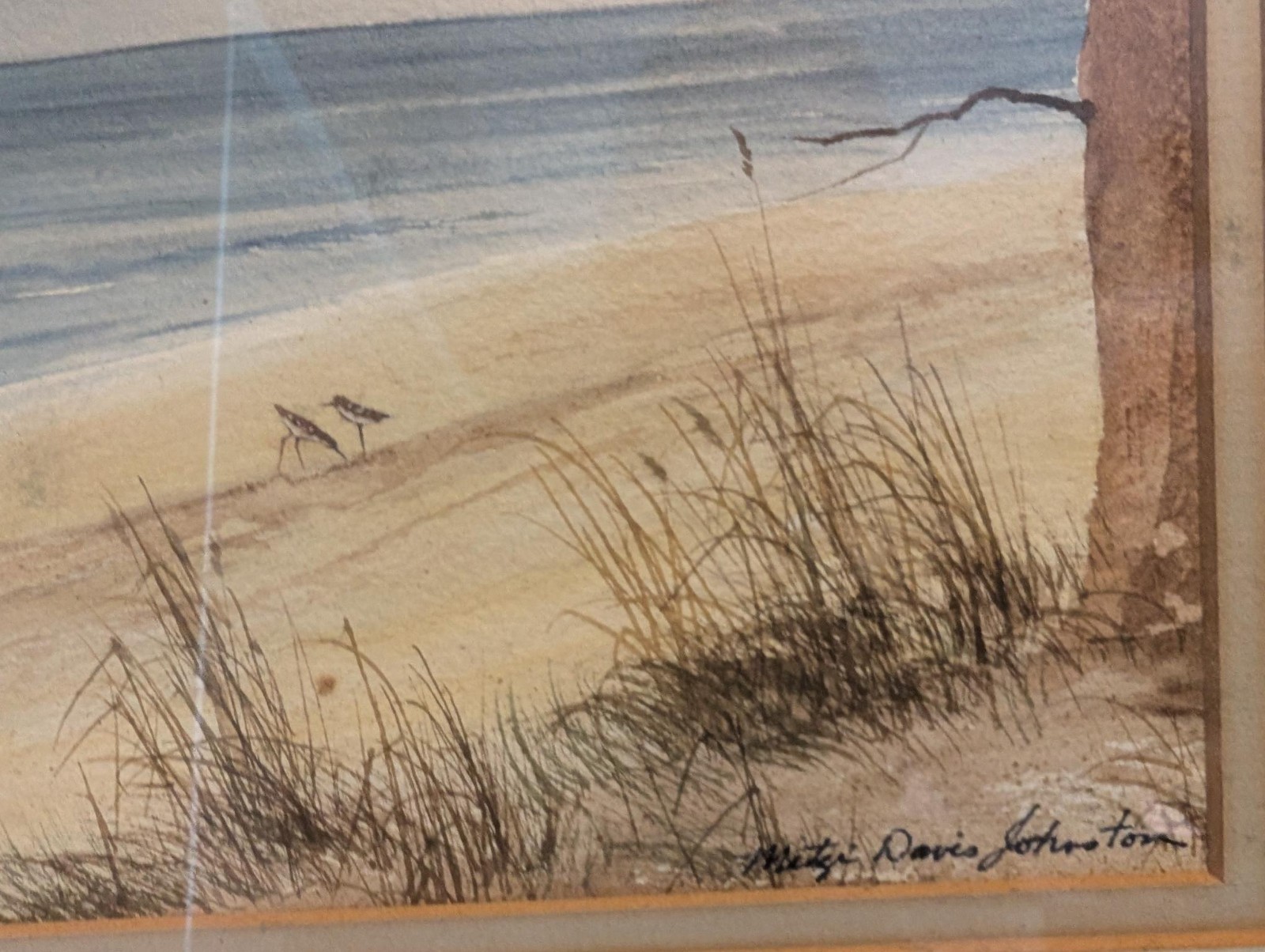 Original Signed Watercolor “Sarasota Beach» Mitzi Davis Johnston Estate Sale
