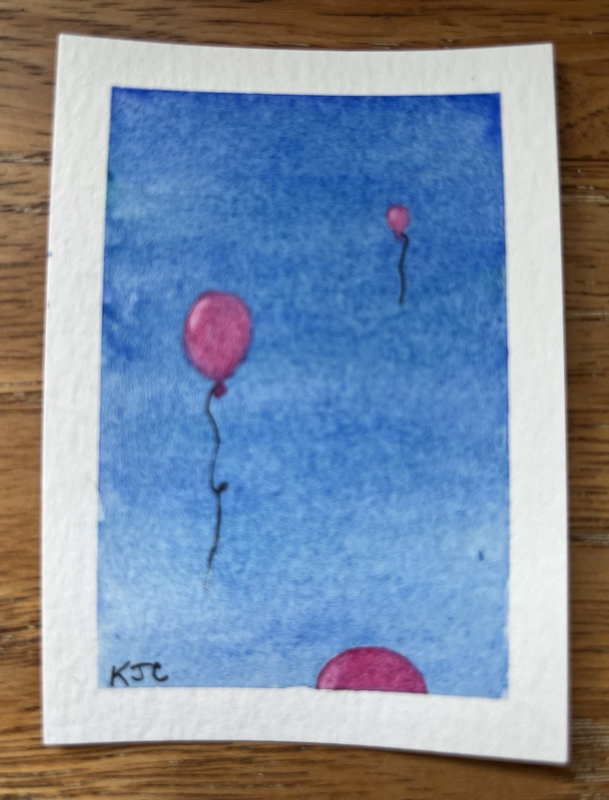 ACEO original art: Floating Balloons 3 (watercolor & pen)
